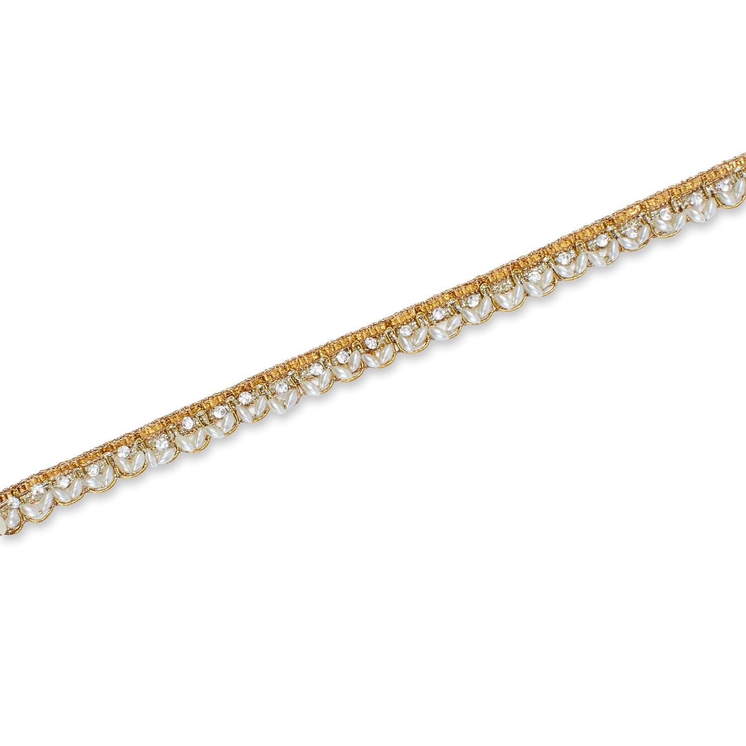 1/2 Inch Beaded Rhinestone Metallic Corded Ribbon Fabric Trim - Image 14