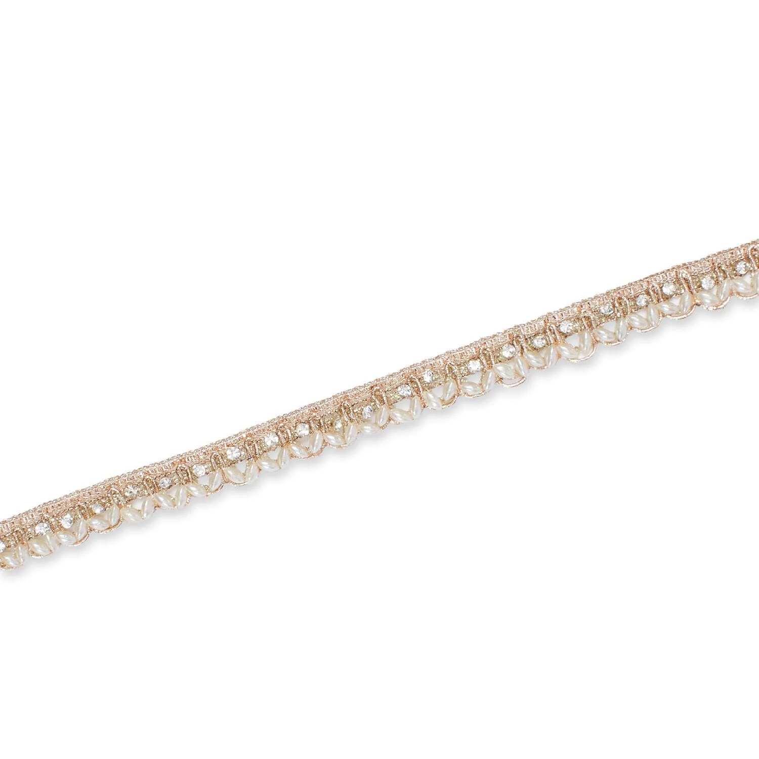 1/2 Inch Beaded Rhinestone Metallic Corded Ribbon Fabric Trim - Image 2