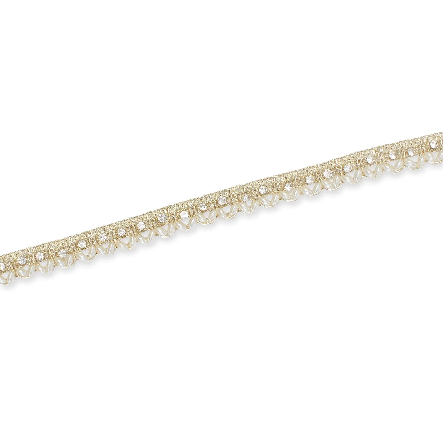 1/2 Inch Beaded Rhinestone Metallic Corded Ribbon Fabric Trim - Image 8