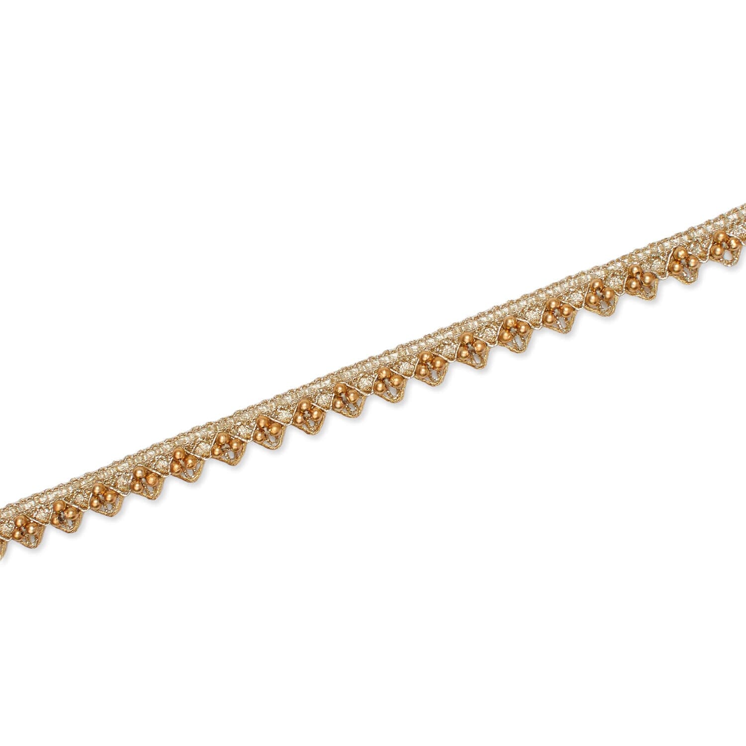 1/2 Inch Metallic Ribbon & Cording On Pearly Beaded Fabric Trim - Image 11
