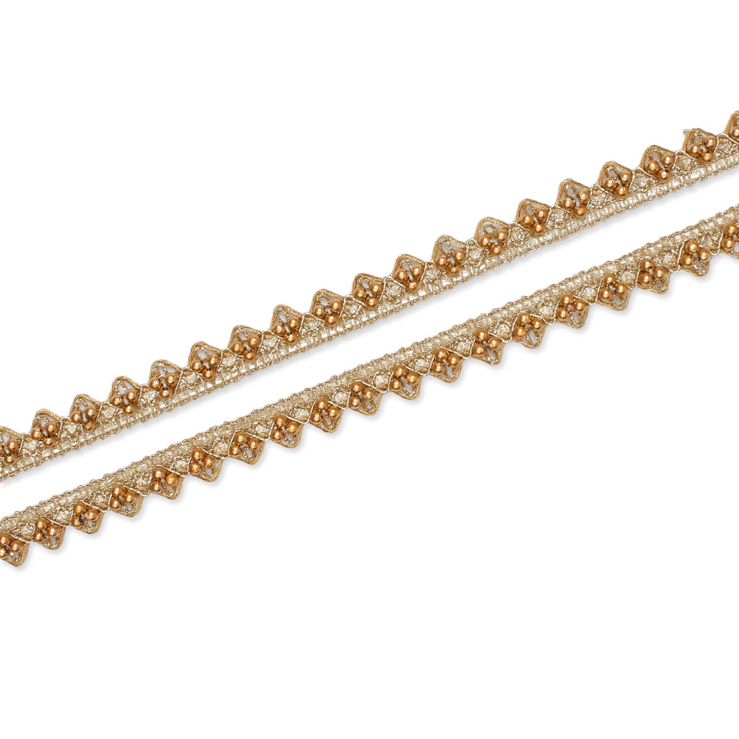 1/2 Inch Metallic Ribbon & Cording On Pearly Beaded Fabric Trim - Image 12