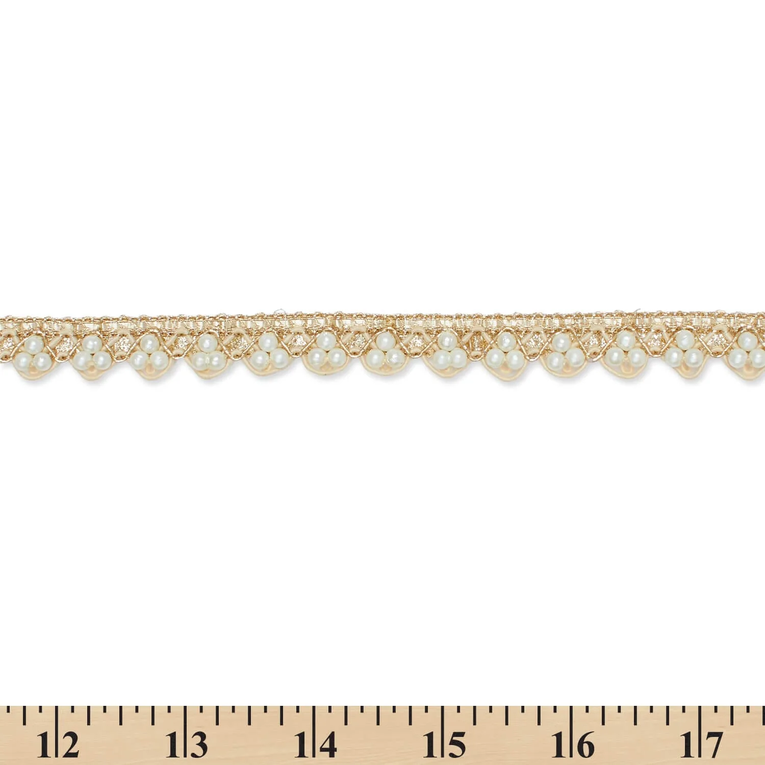 1/2 Inch Metallic Ribbon & Cording On Pearly Beaded Fabric Trim - Image 7