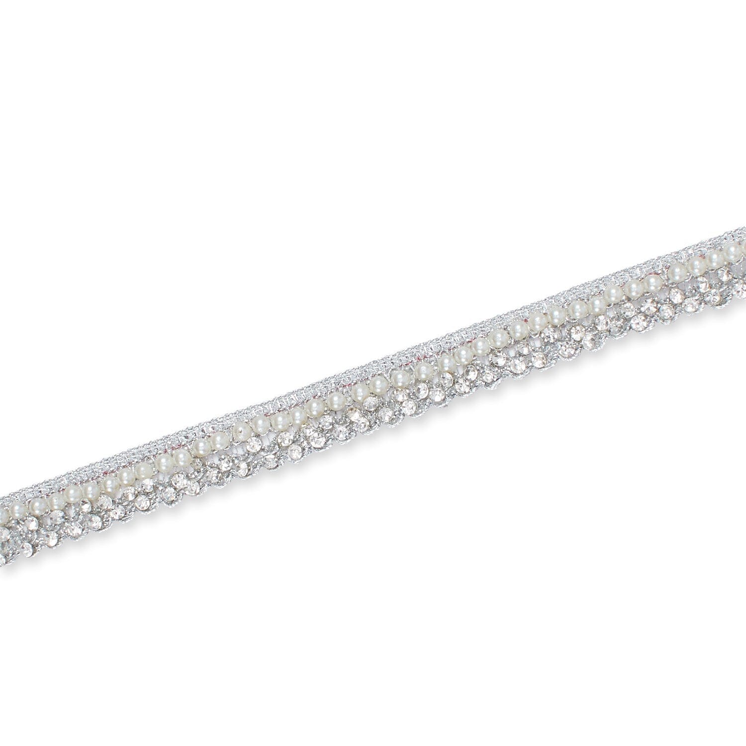 1/2 Inch Pearly Diamond Rhinestone Metallic Ribbon Fabric Trim - Image 5