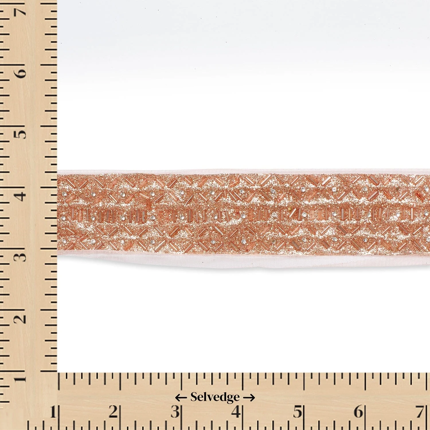 1.25 Inch Beaded Rhinestone Glitter Infused Iron On Single Fold Mesh Fabric Trim - Image 10