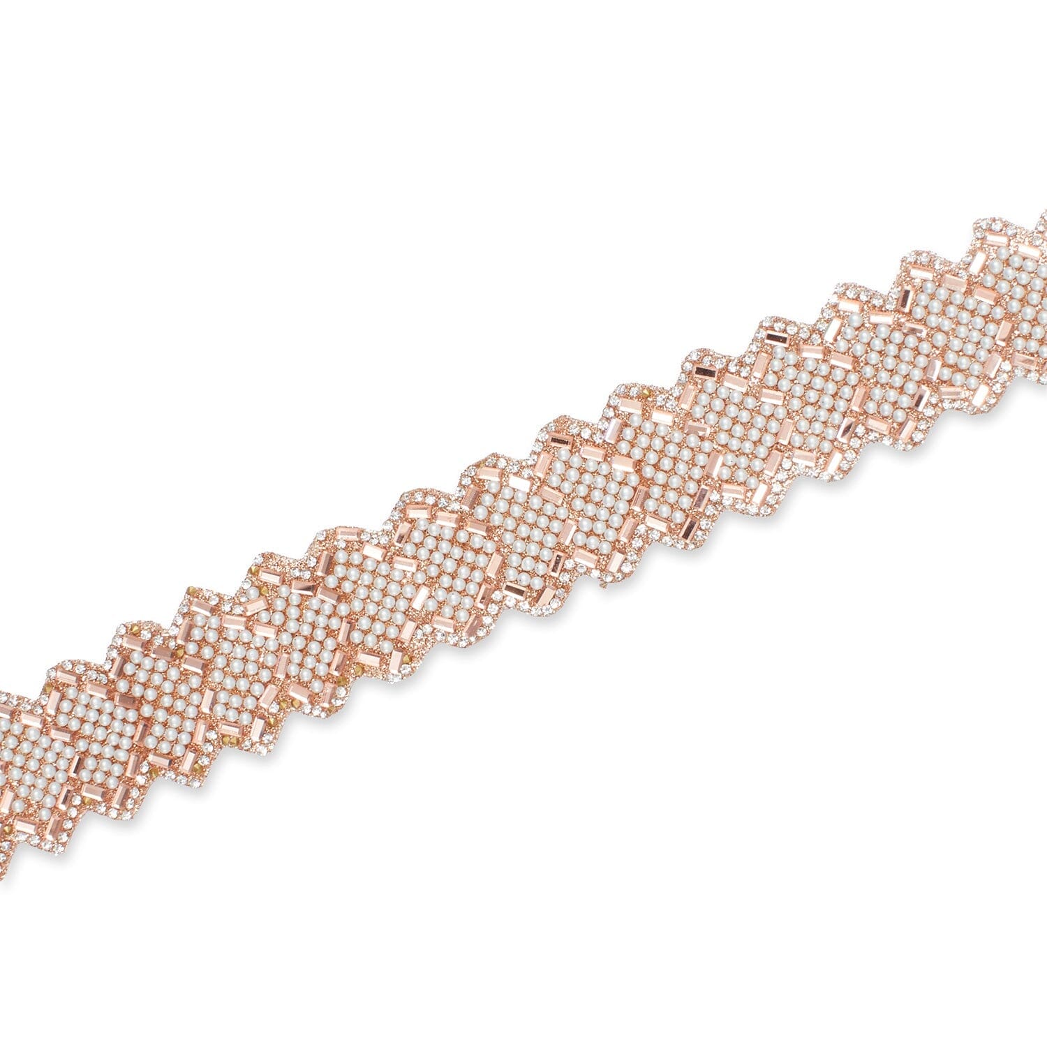 1.25 Inch Pearly Rhinestone Glitter Infused Iron On Scalloped Mesh Fabric Trim - Image 5