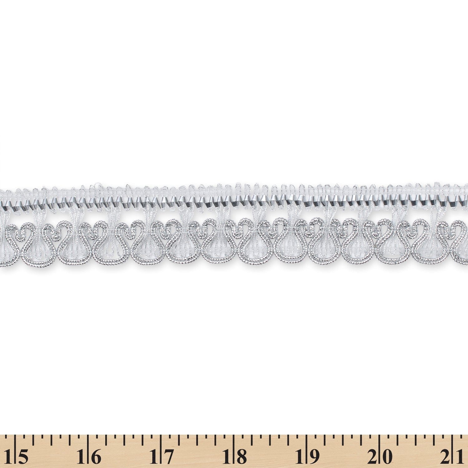 1.25 Inch Scroll Scalloped Metallic Corded Trim (25 Yards) - Image 4