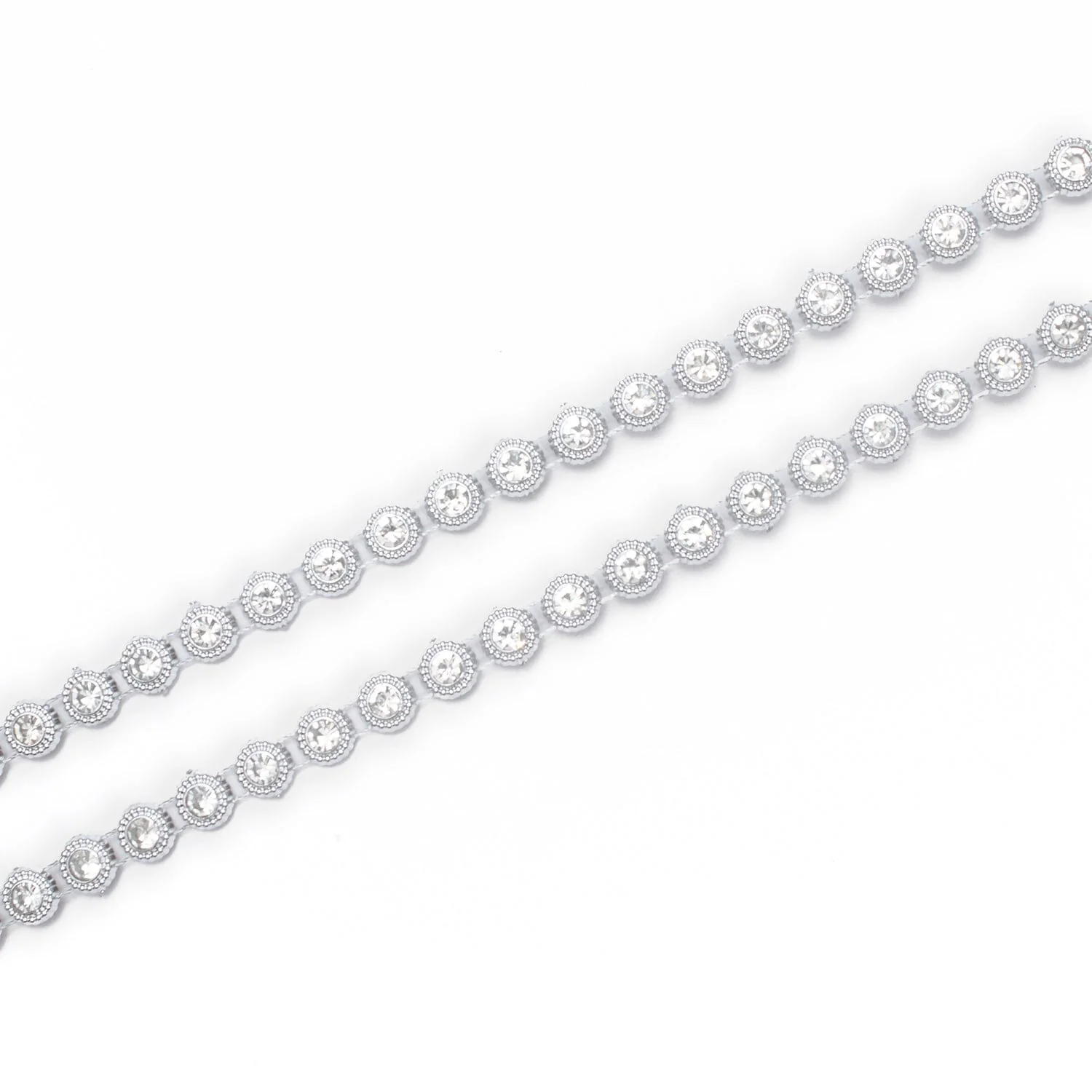 1/4 Inch Rounded Rhinestone Metallic Chain Trim (10 Yards) - Image 2