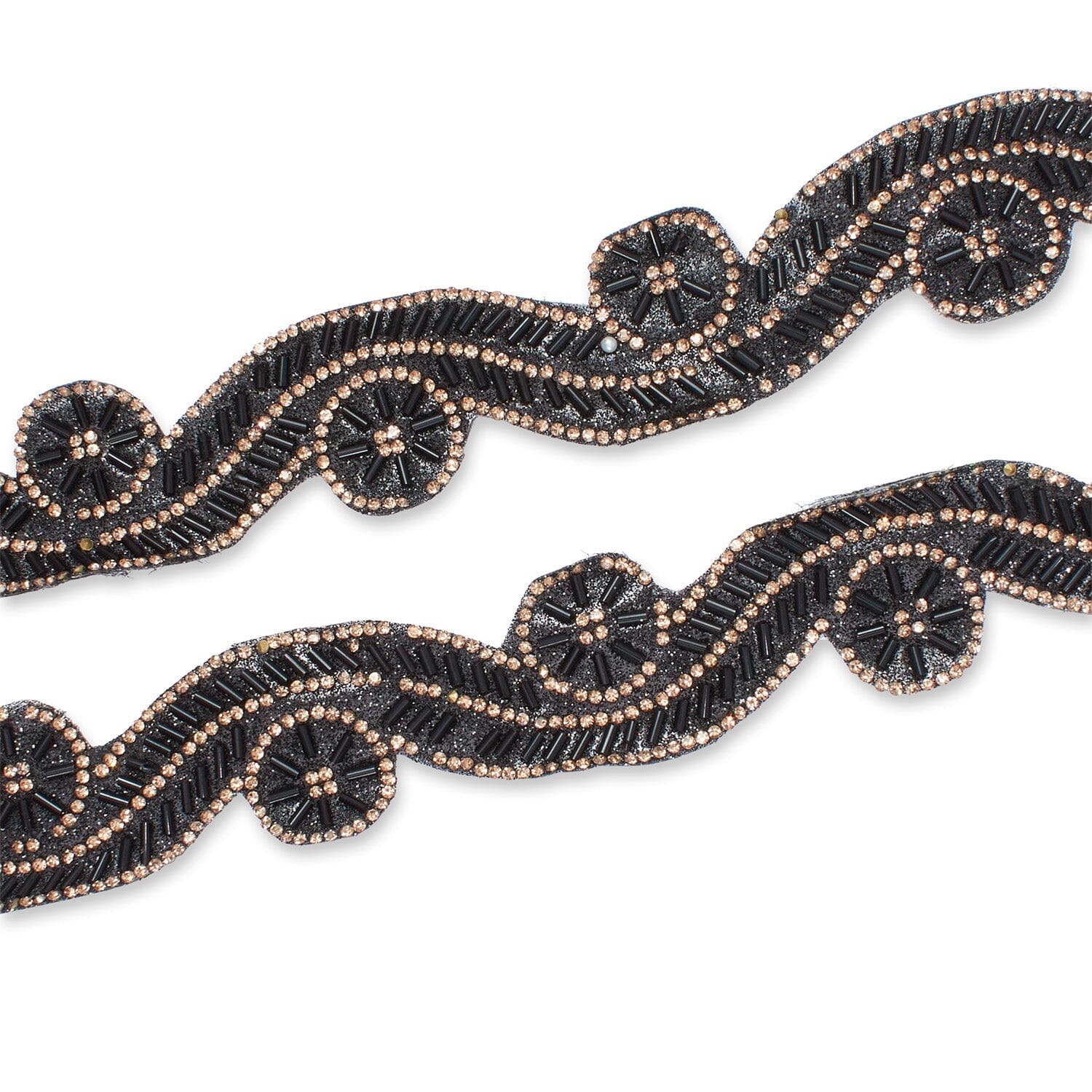1.5 Inch Beaded Rhinestone Glitter Infused Iron On Sheer Fabric Trim - Image 15