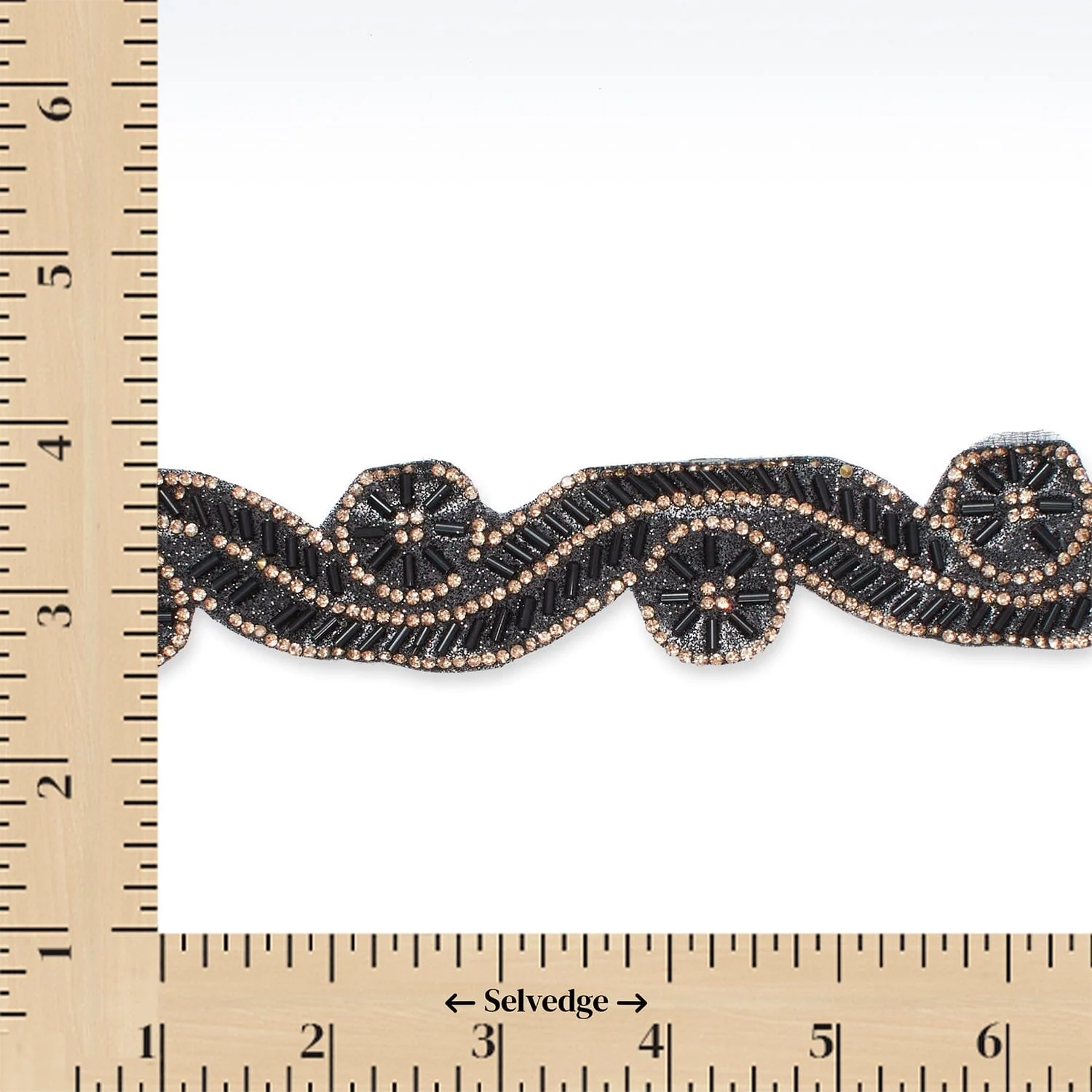 1.5 Inch Beaded Rhinestone Glitter Infused Iron On Sheer Fabric Trim - Image 16