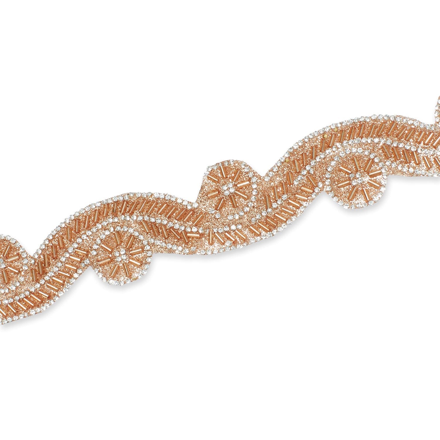 1.5 Inch Beaded Rhinestone Glitter Infused Iron On Sheer Fabric Trim - Image 5