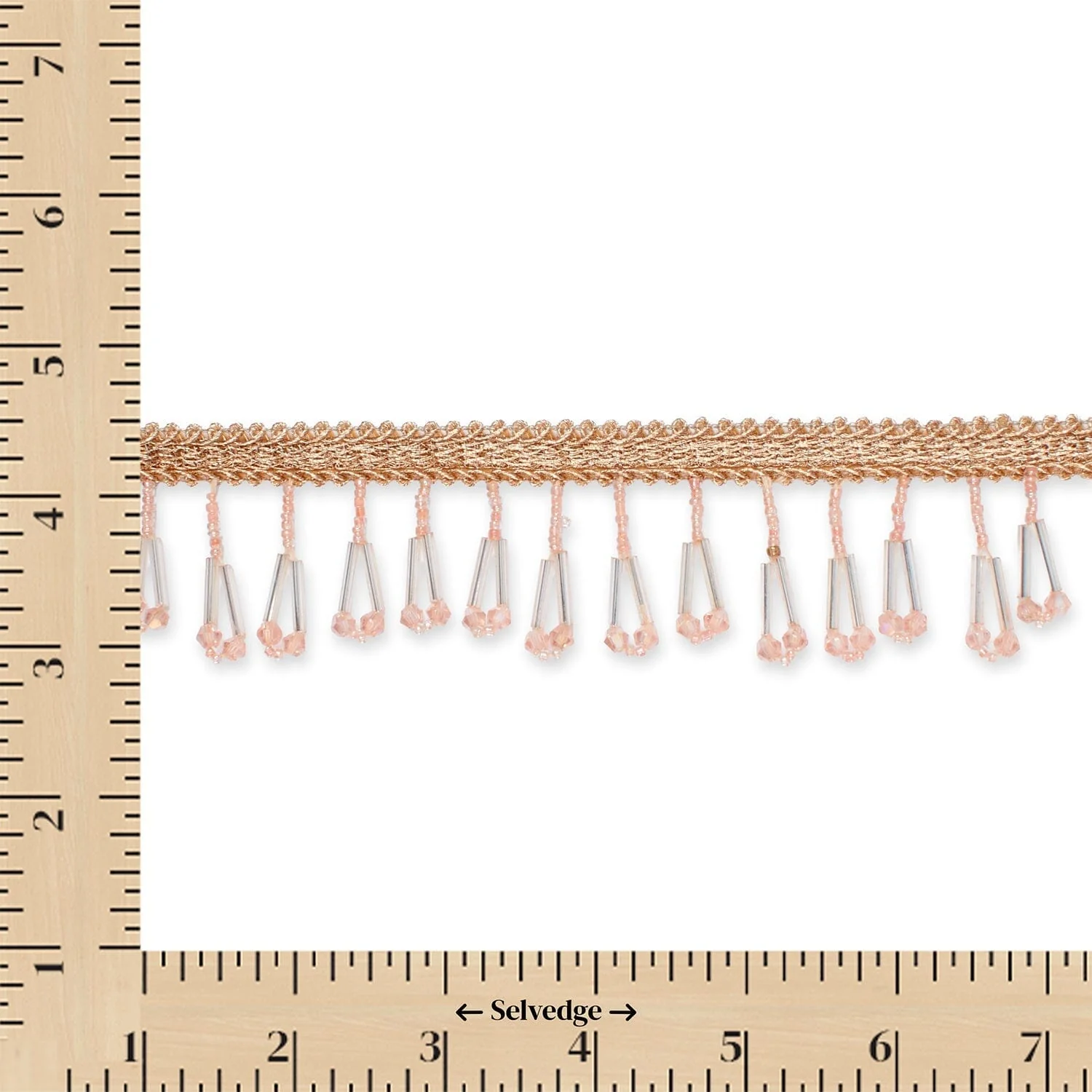 1.5 Inch Braided Metallic Cord With Beaded Tassel Fringe Fabric Trim - Image 10