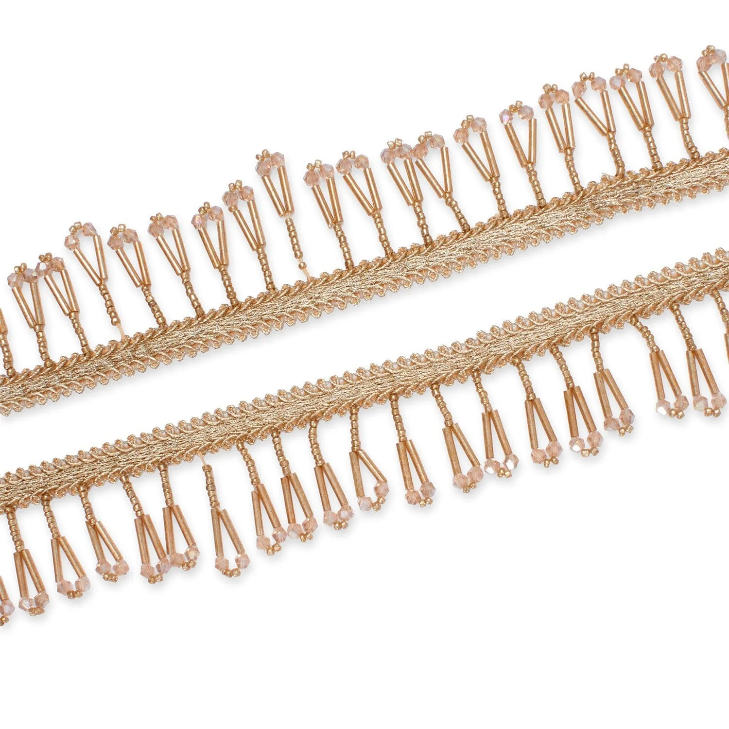 1.5 Inch Braided Metallic Cord With Beaded Tassel Fringe Fabric Trim - Image 3