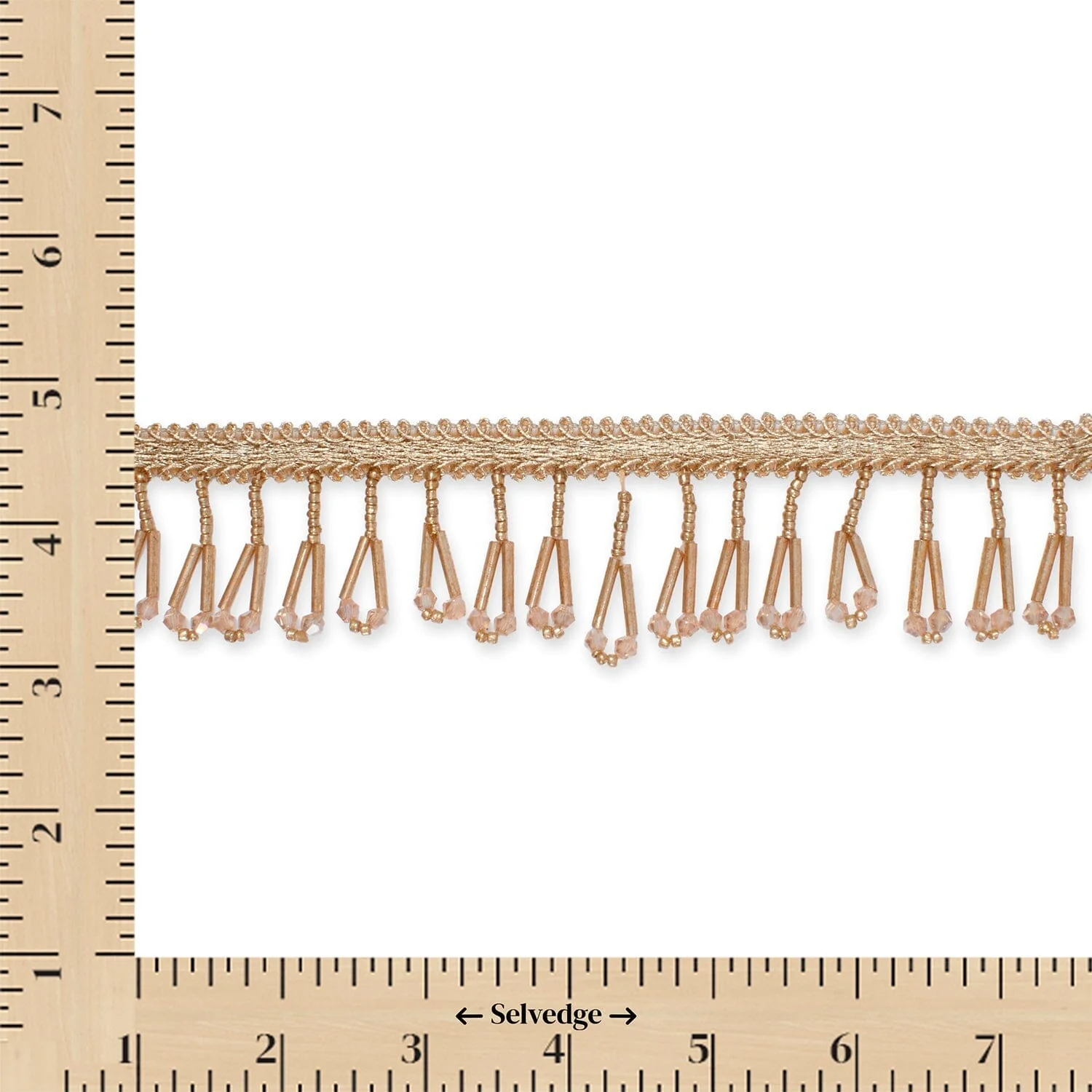 1.5 Inch Braided Metallic Cord With Beaded Tassel Fringe Fabric Trim - Image 4