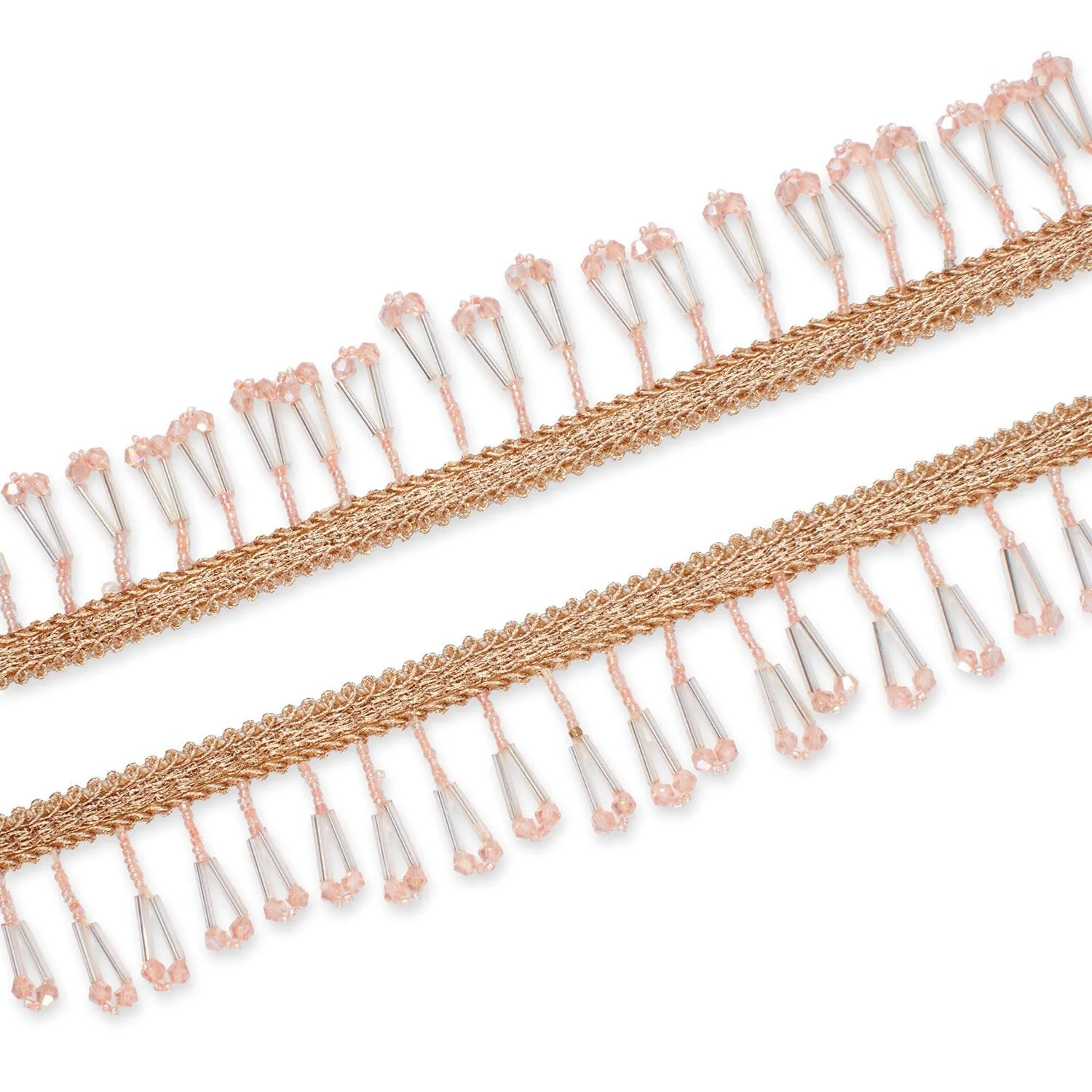 1.5 Inch Braided Metallic Cord With Beaded Tassel Fringe Fabric Trim - Image 9