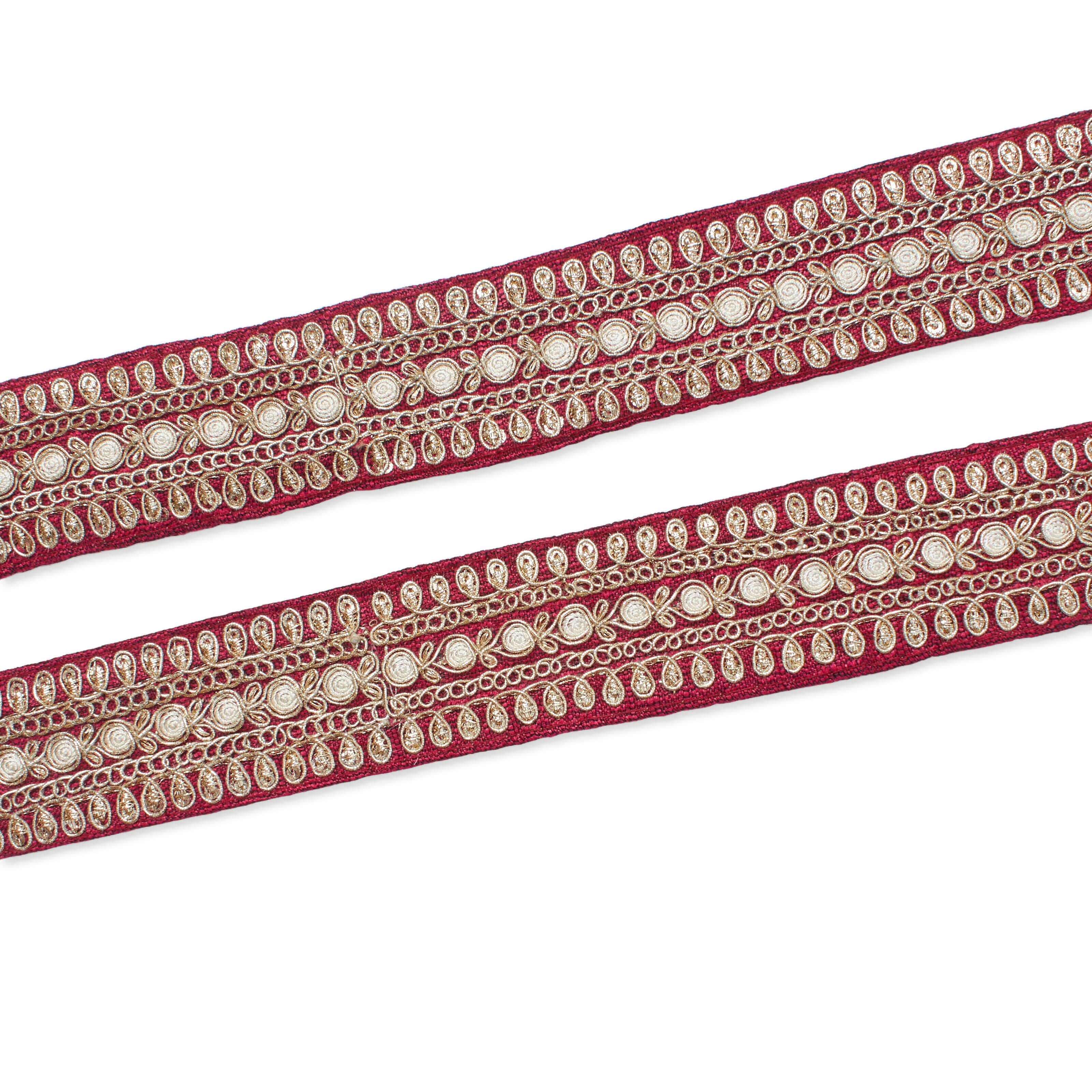 1.5 Inch Floral Petal Corded Two Tone Woven Trim - Image 38