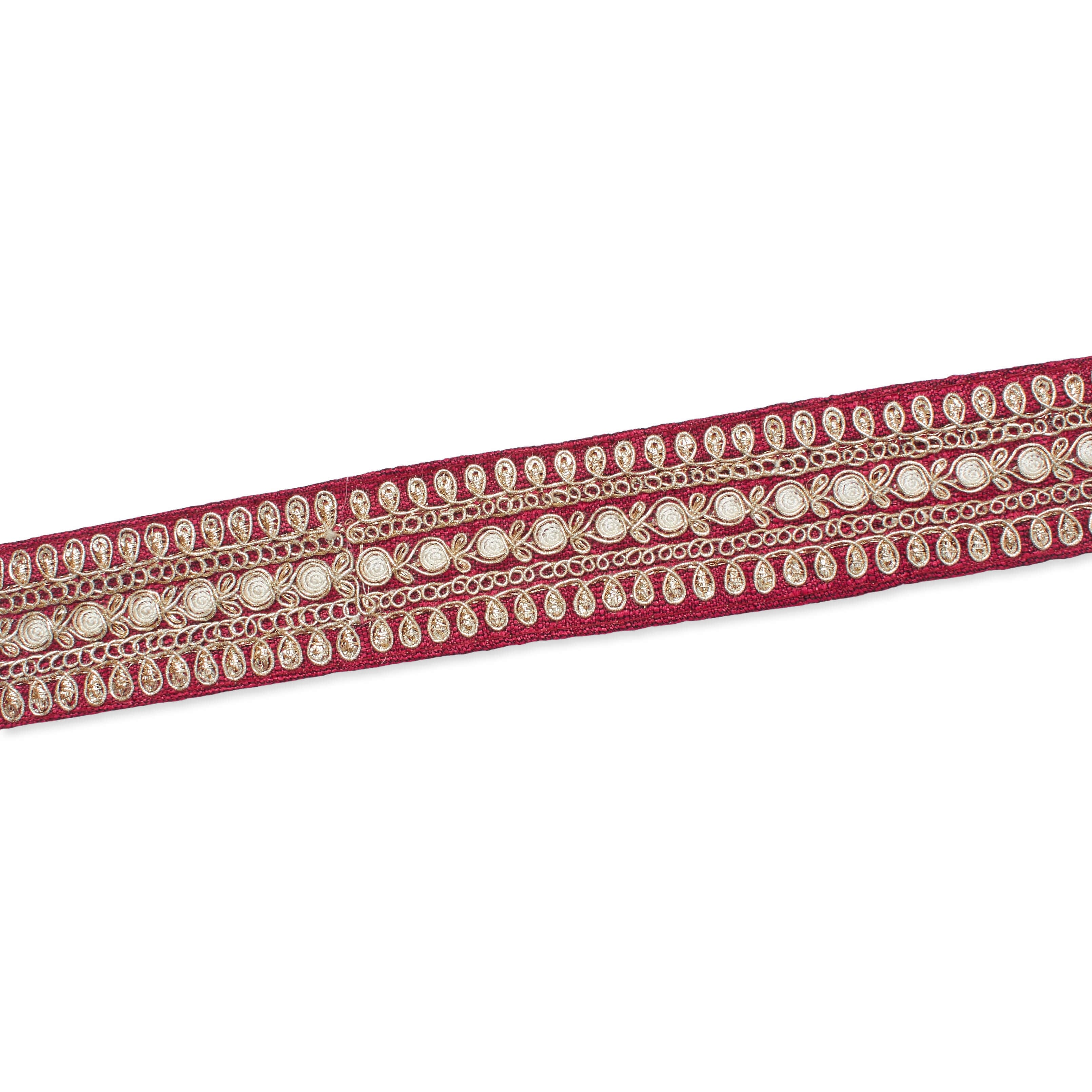 1.5 Inch Floral Petal Corded Two Tone Woven Trim - Image 39