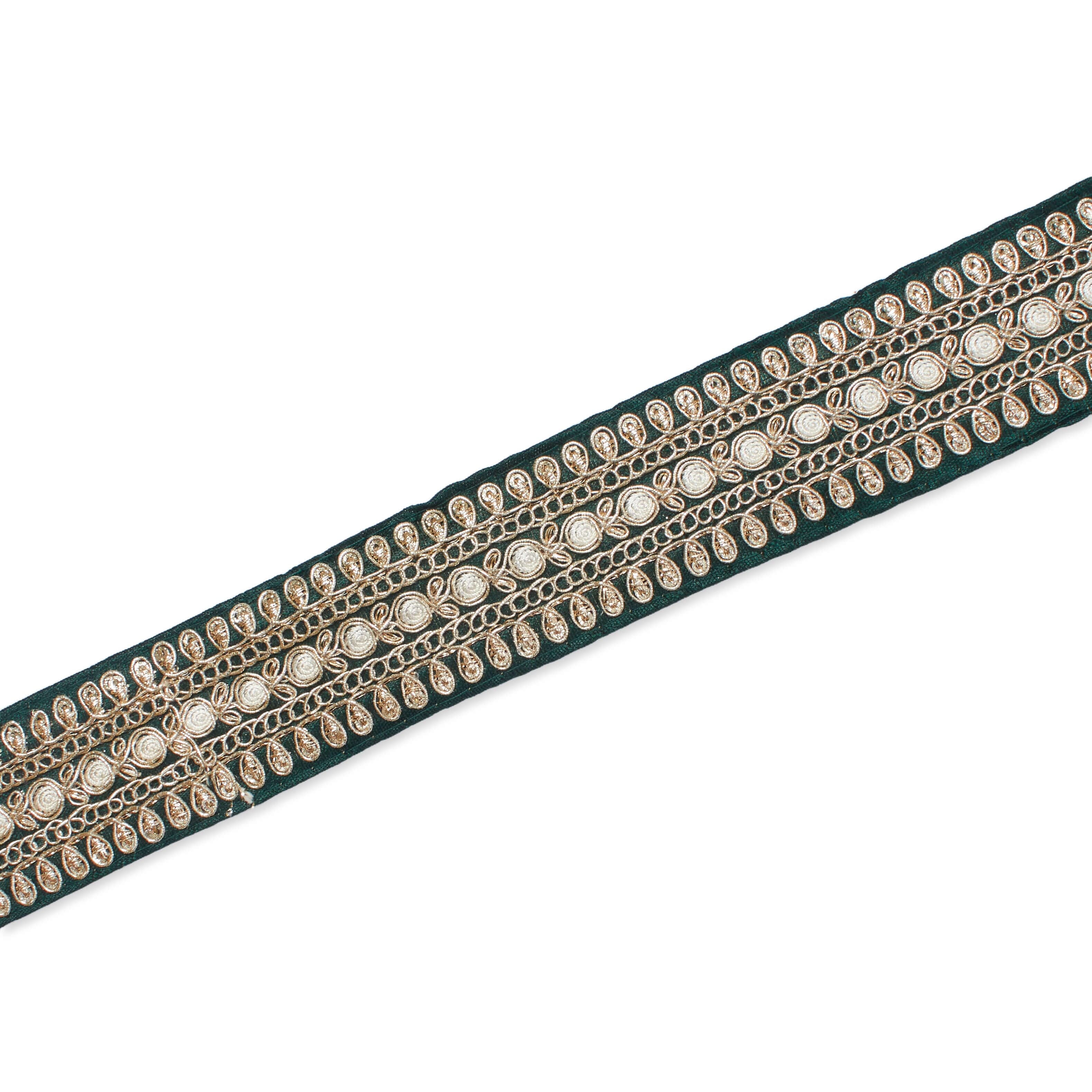 1.5 Inch Floral Petal Corded Two Tone Woven Trim - Image 45