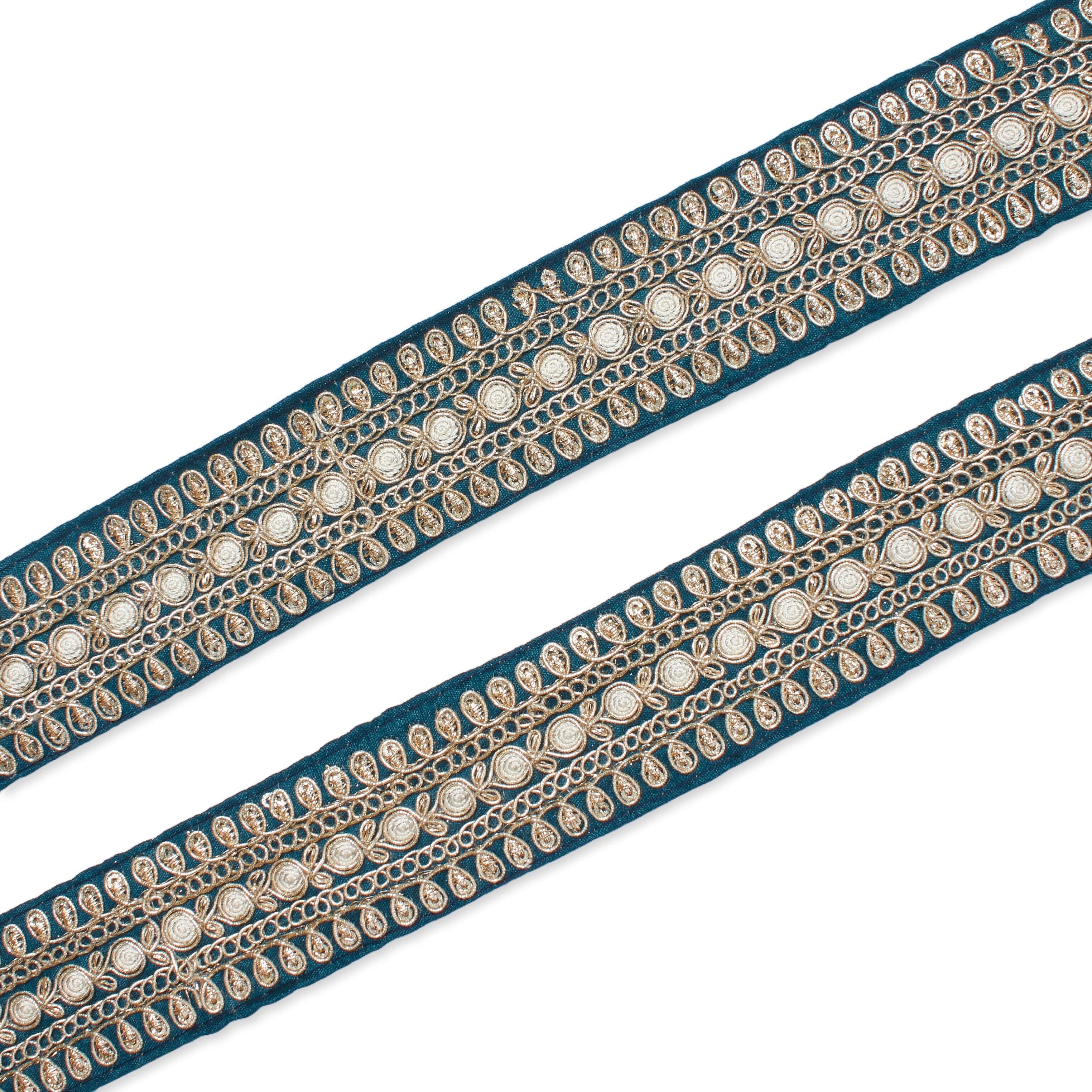 1.5 Inch Floral Petal Corded Two Tone Woven Trim - Image 47