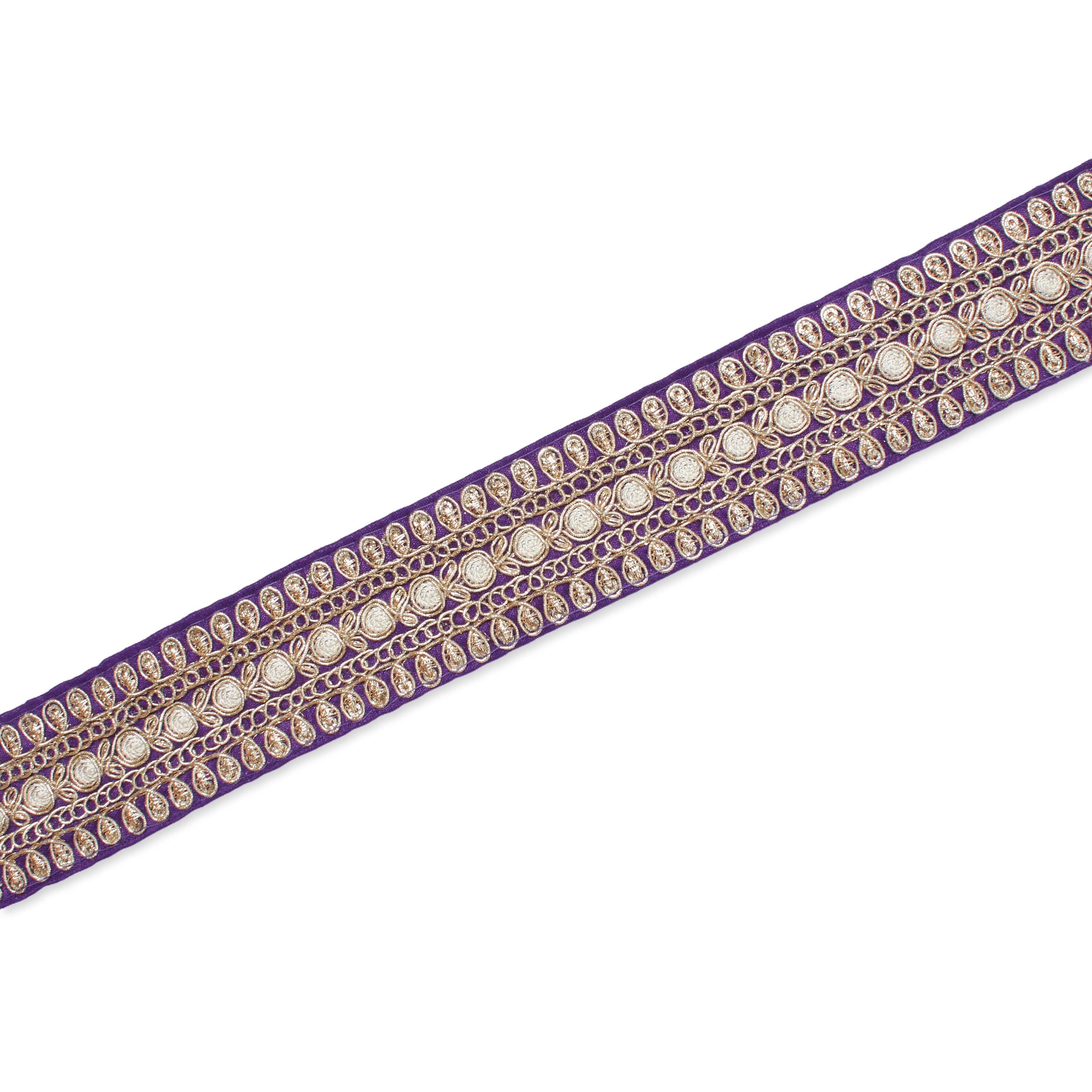 1.5 Inch Floral Petal Corded Two Tone Woven Trim - Image 54