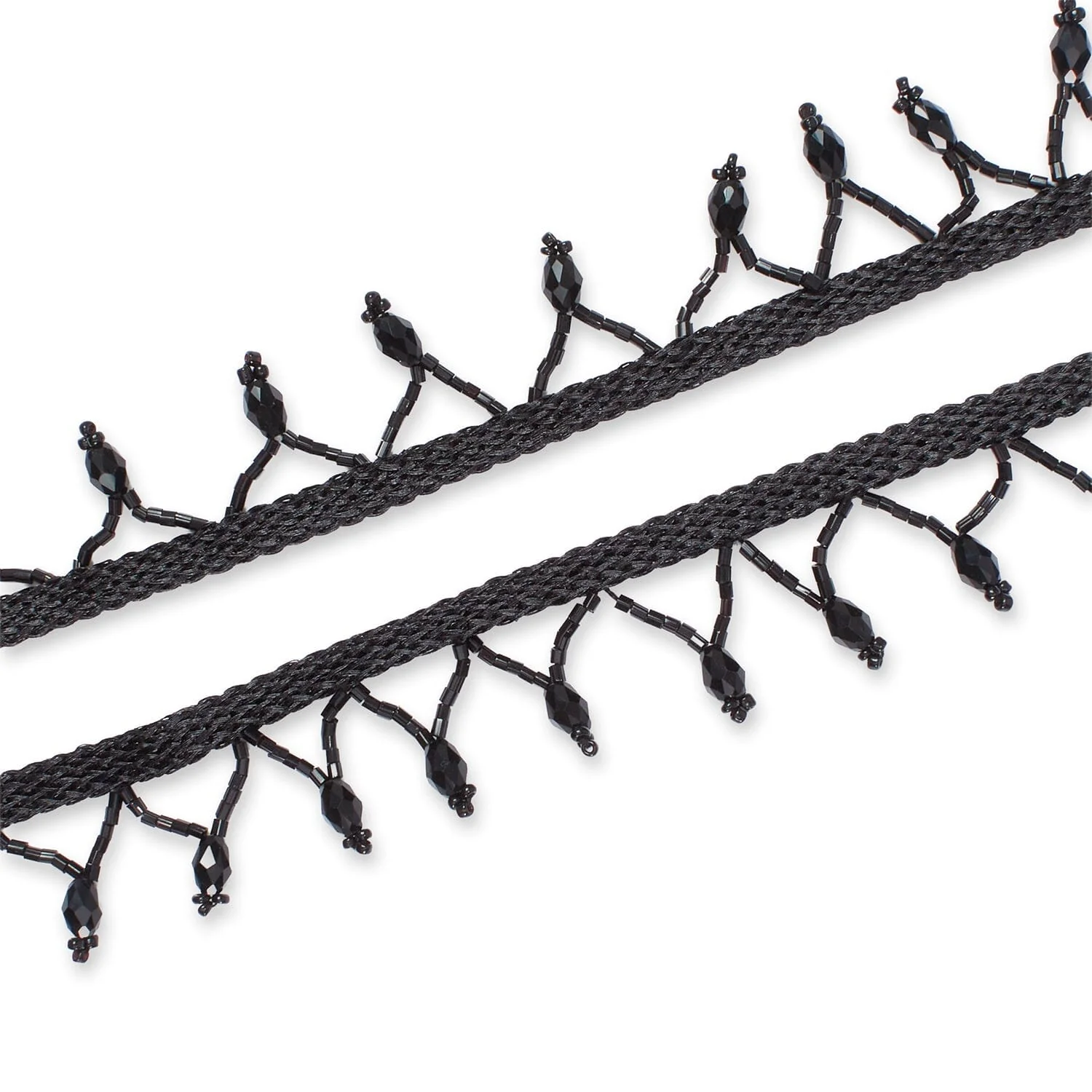1 Inch Braided Stretch Metallic Beaded Fringe Tassel Fabric Trim - Image 6