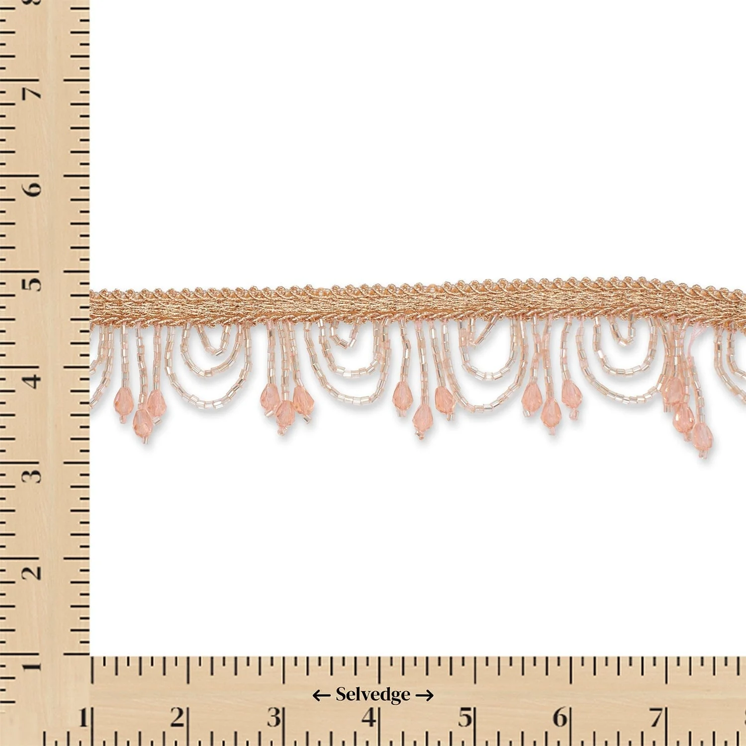 1 Inch Semi Circle Metallic Beaded Fringe Tassel Trim - Image 4