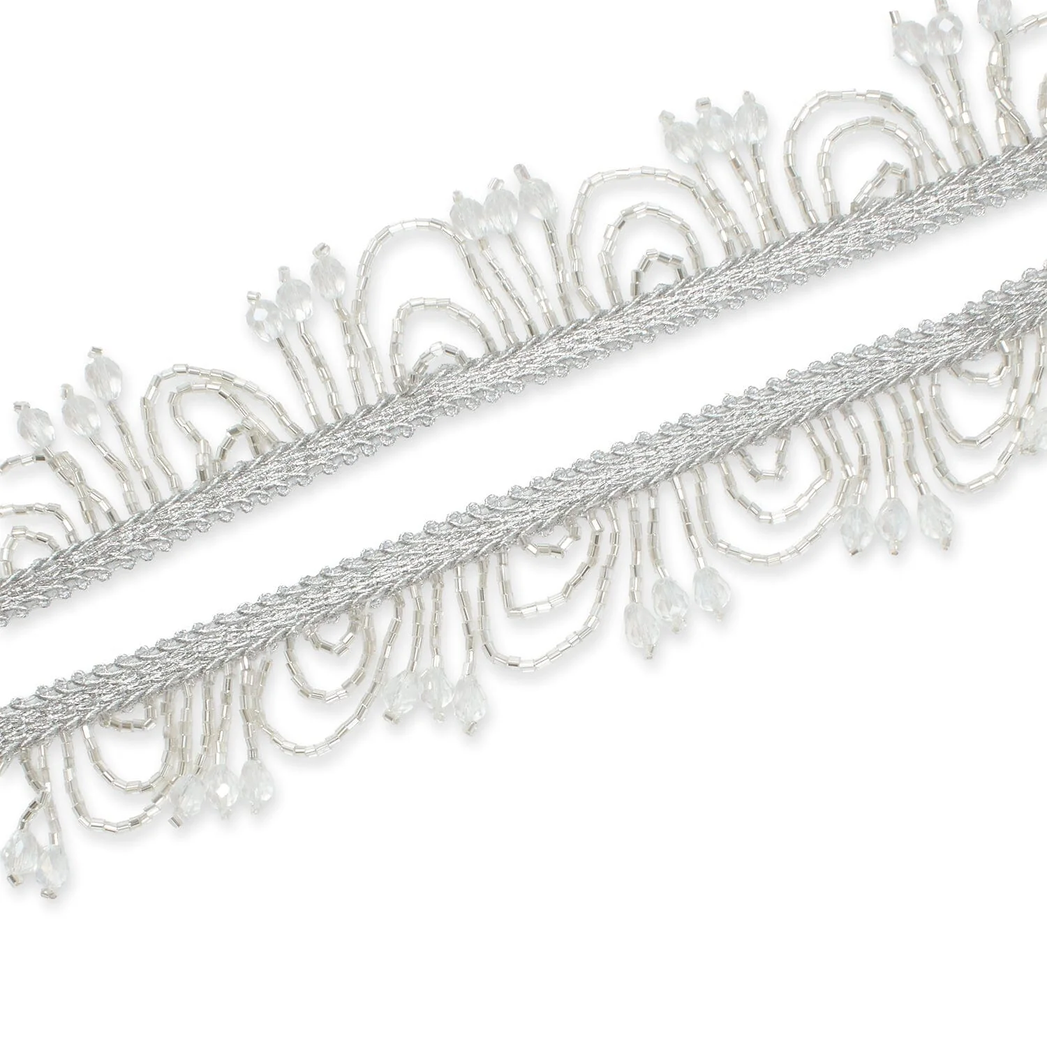 1 Inch Semi Circle Metallic Beaded Fringe Tassel Trim - Image 6