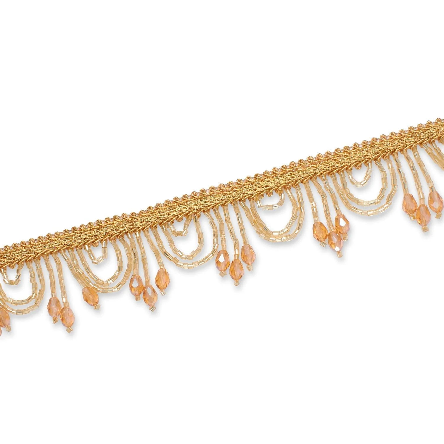 1 Inch Semi Circle Metallic Beaded Fringe Tassel Trim - Image 8