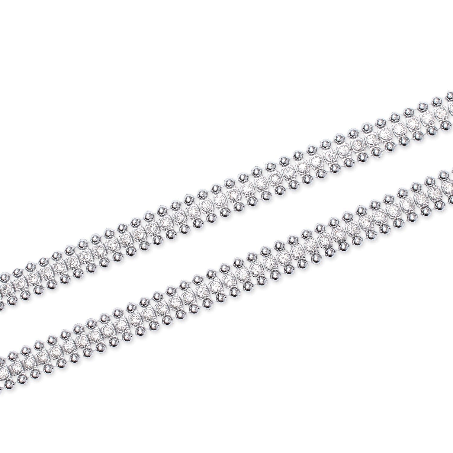 9/16 Inch Metallic Beaded Diamond Rhinestone Chain Trim (10 Yards)