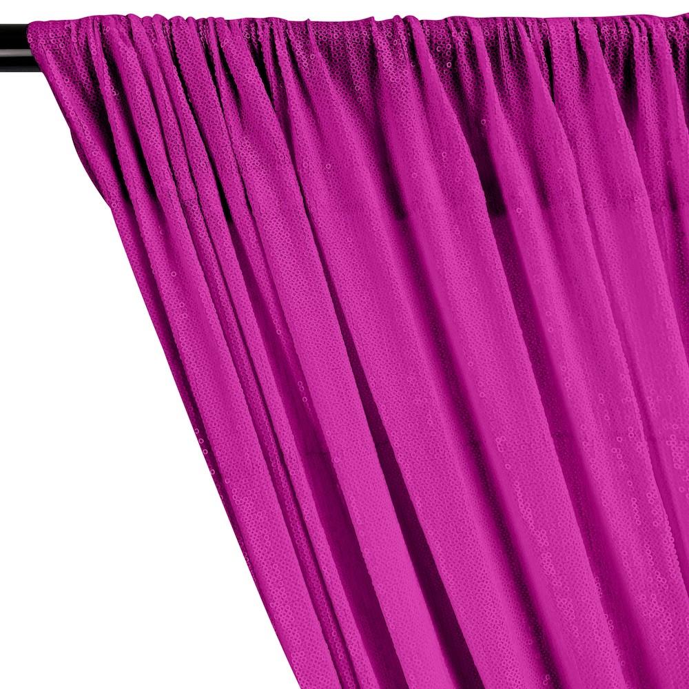 All-Over Micro Sequins Starlight On Stretch Mesh Rod Pocket Curtains - Fuchsia - Image 2