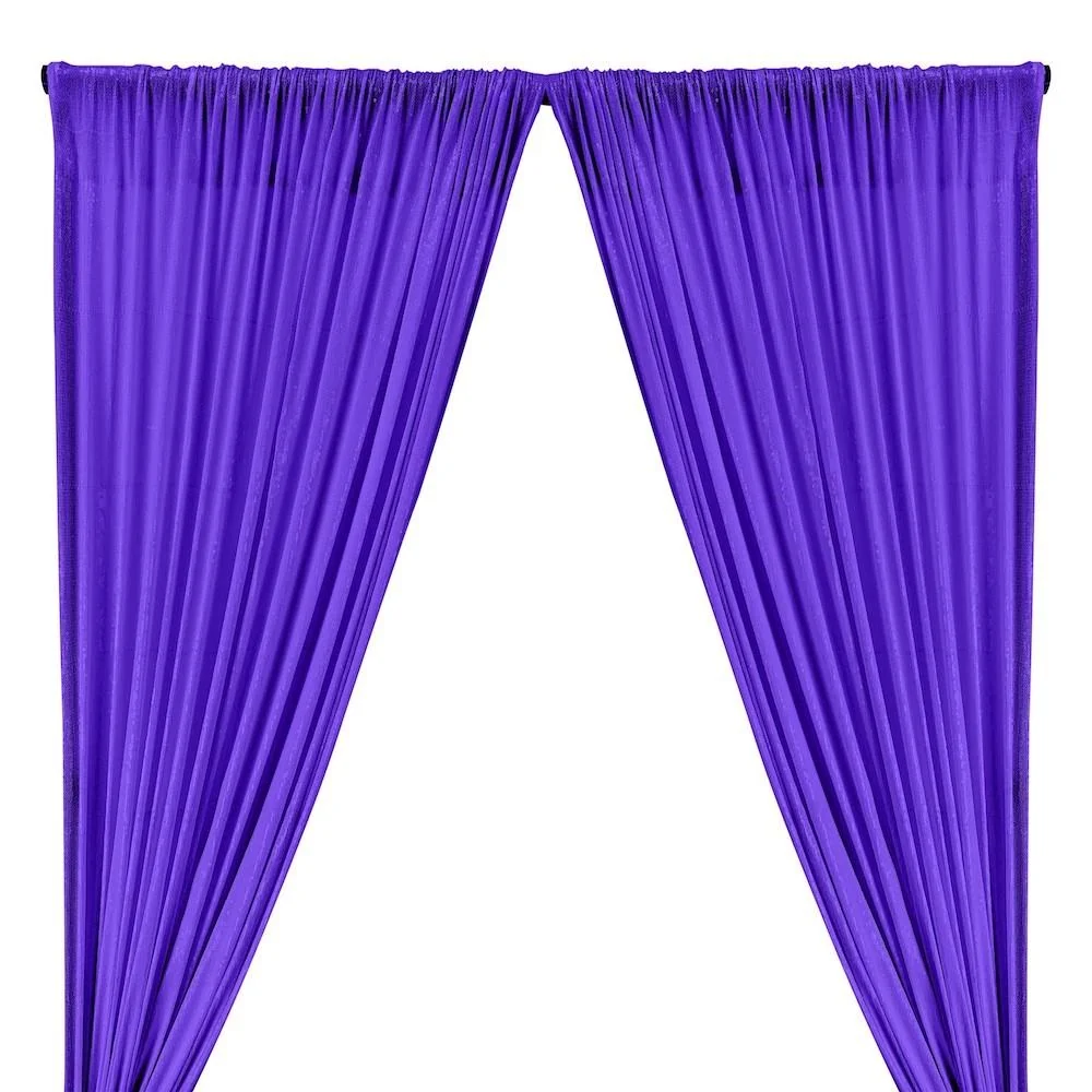 All-Over Micro Sequins Starlight On Stretch Mesh Rod Pocket Curtains - Purple