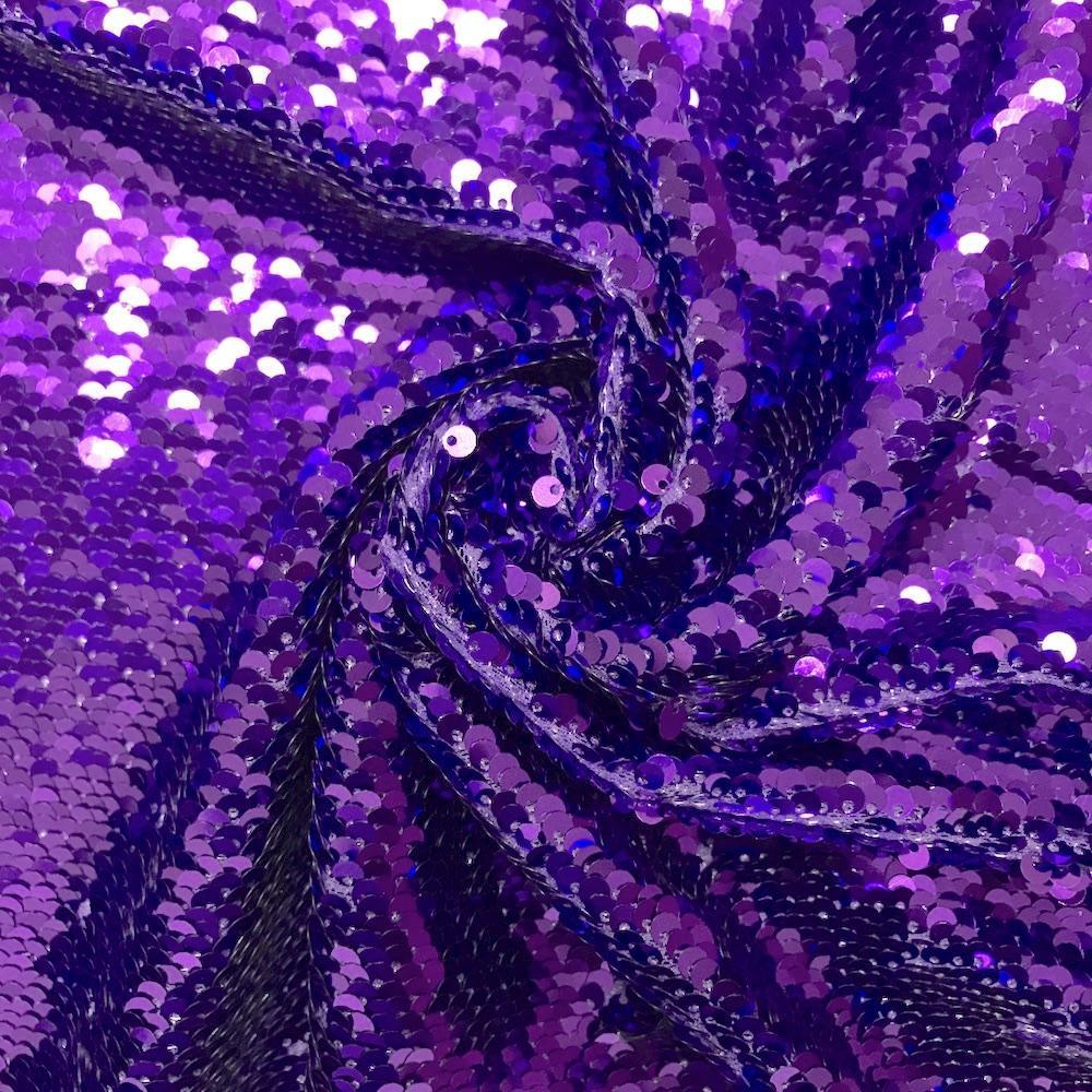 All-Over Sequins Mermaid Scale on Stretch Mesh Rod Pocket Curtains - Purple - Image 4