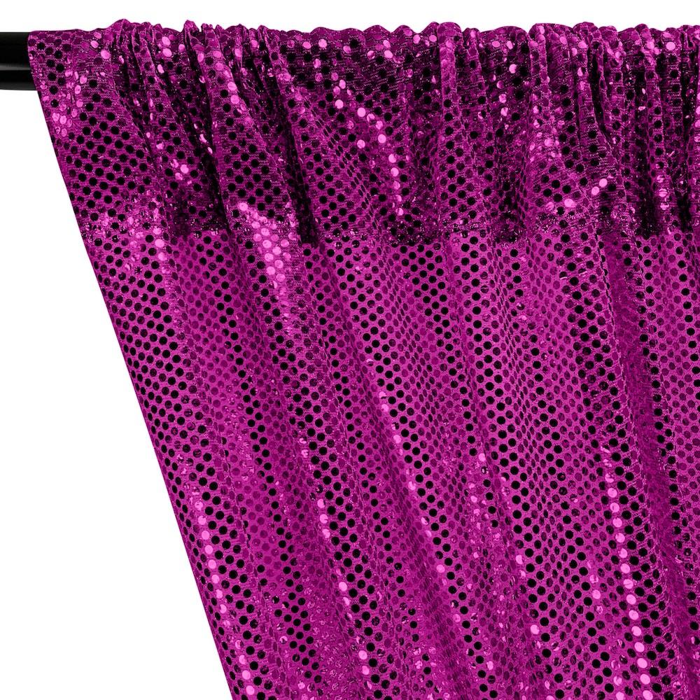 American Trans Knit Sequins Rod Pocket Curtains - Fuchsia - Image 2