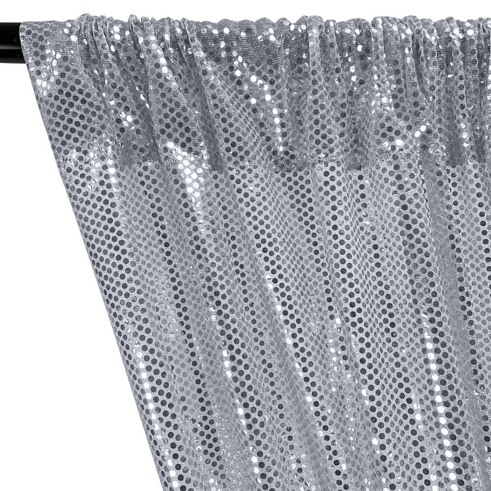 American Trans Knit Sequins Rod Pocket Curtains (All Colors Available) - Silver - Image 2