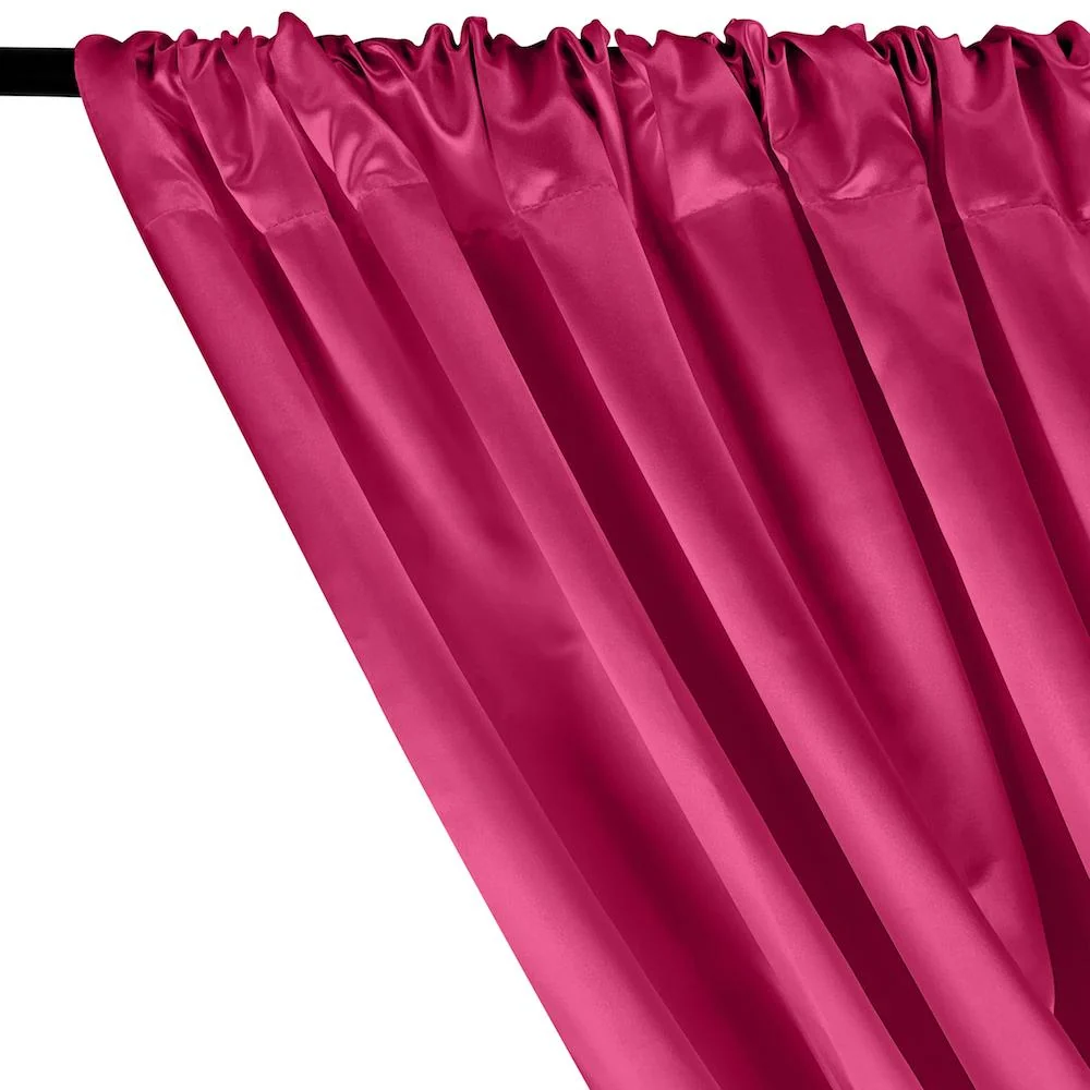 Bridal Satin Rod Pocket Curtains - American Beauty - Image 2