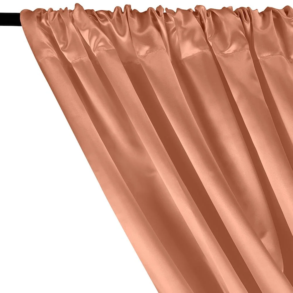 Bridal Satin Rod Pocket Curtains - Peach - Image 2