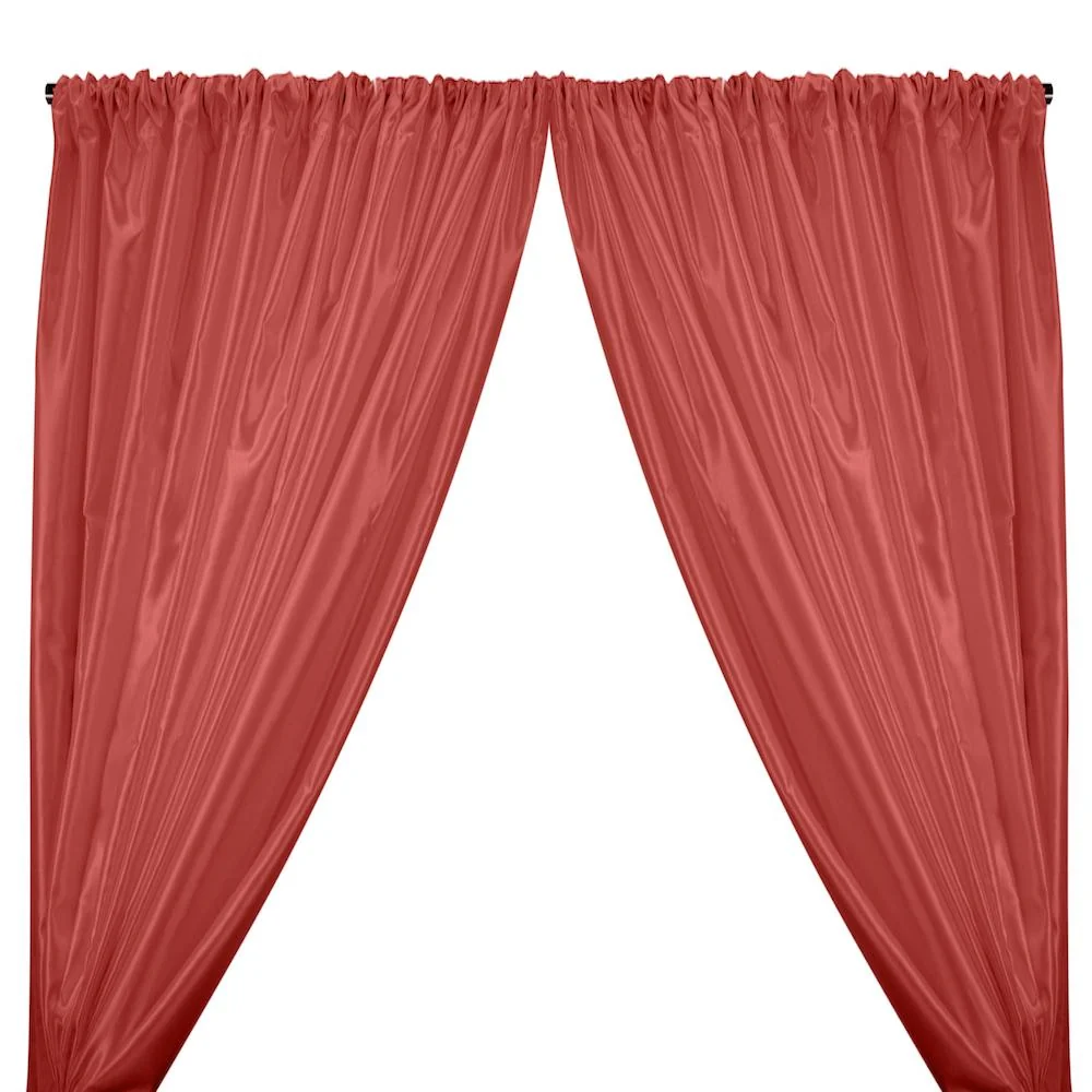 Charmeuse Satin Rod Pocket Curtains - Coral
