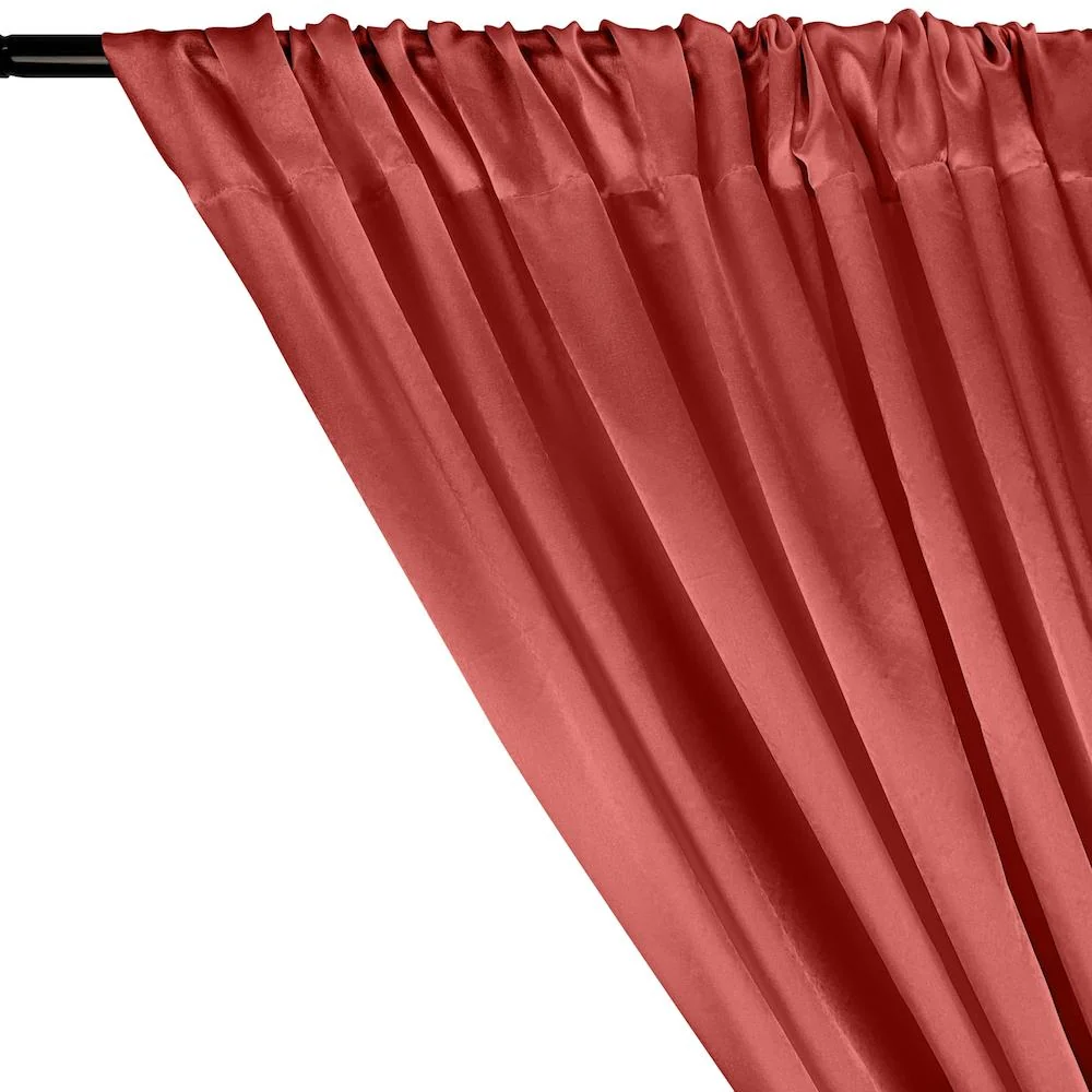 Charmeuse Satin Rod Pocket Curtains - Coral - Image 2