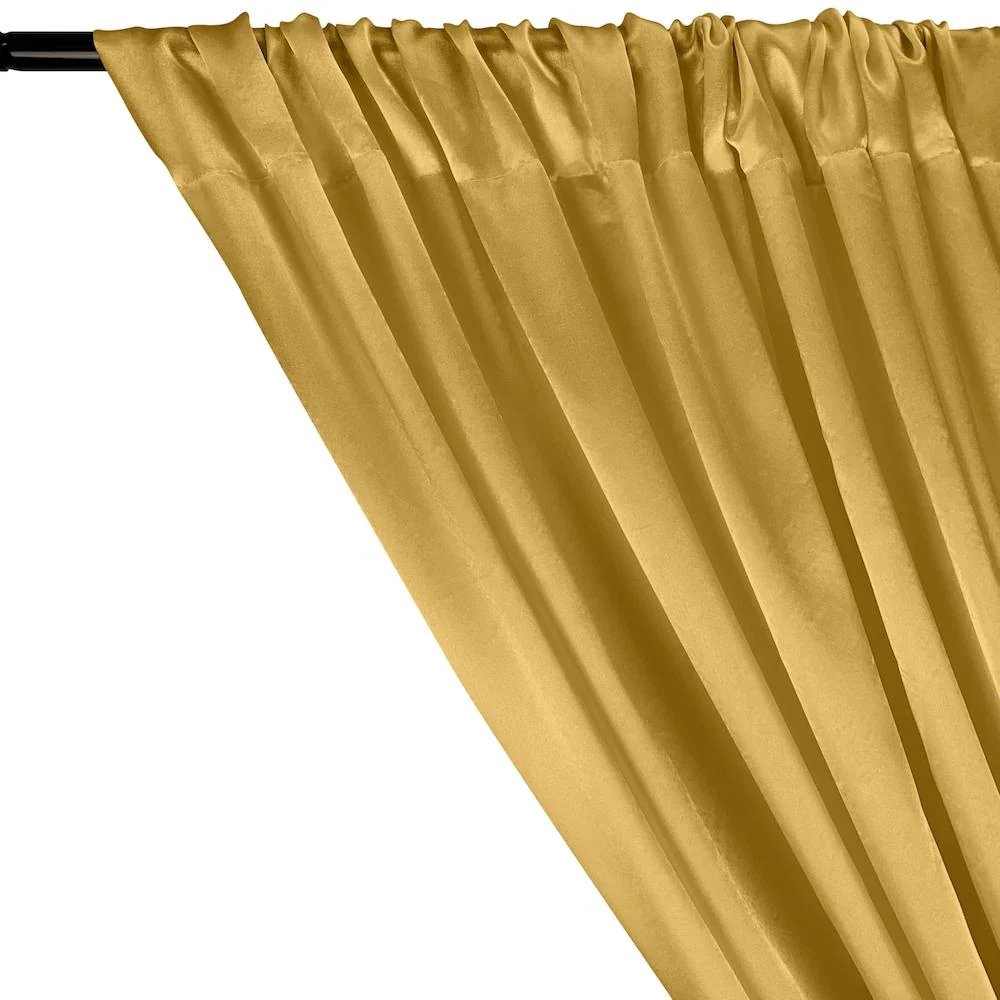Charmeuse Satin Rod Pocket Curtains - Dark Gold - Image 2