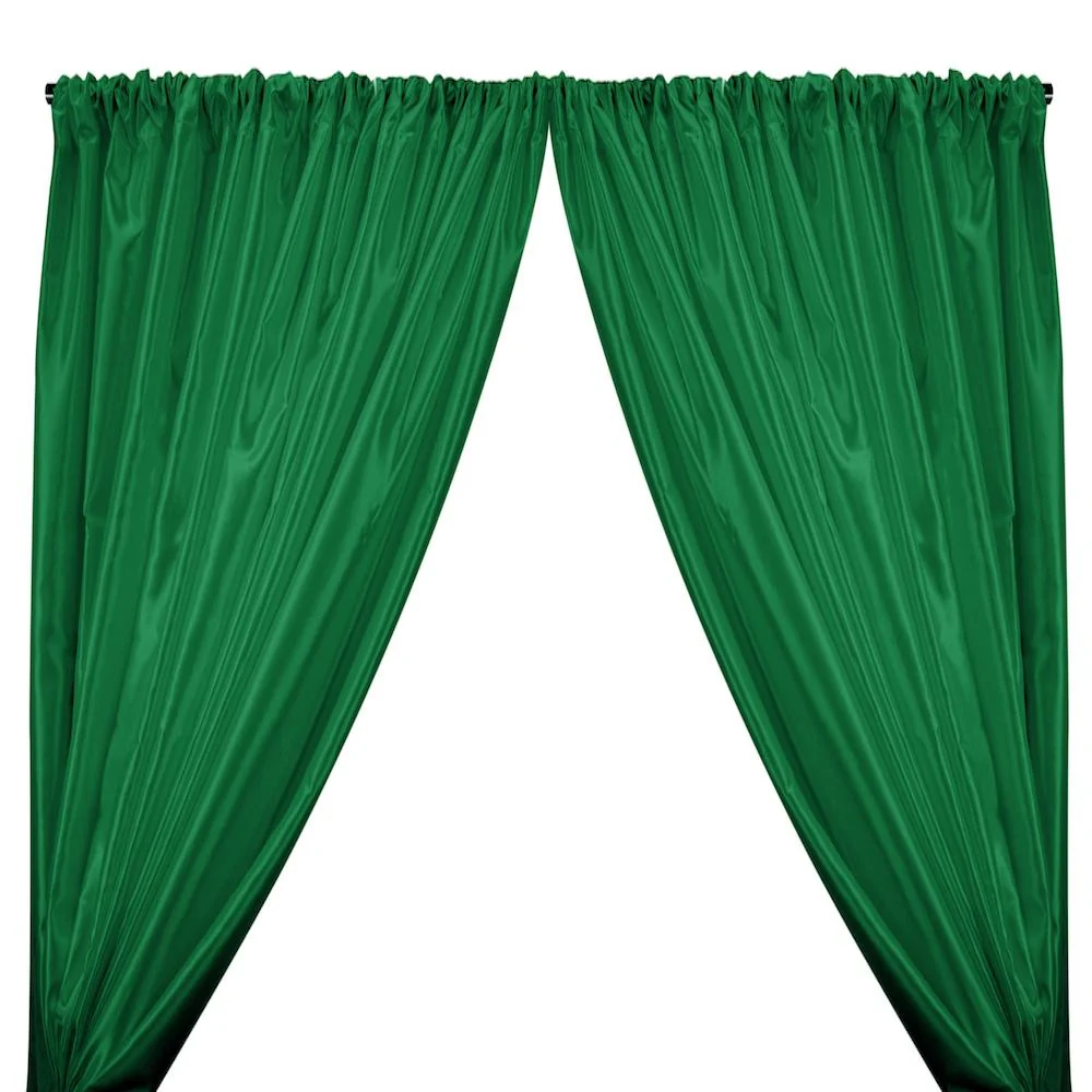 Charmeuse Satin Rod Pocket Curtains - Kelly Green