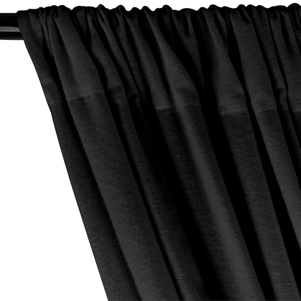 Cotton Flannel Rod Pocket Curtains - Black - Image 2