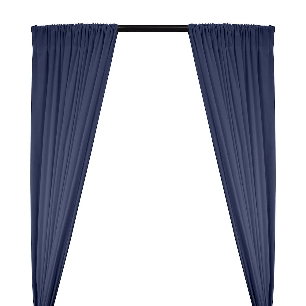 Cotton Flannel Rod Pocket Curtains - Navy Blue