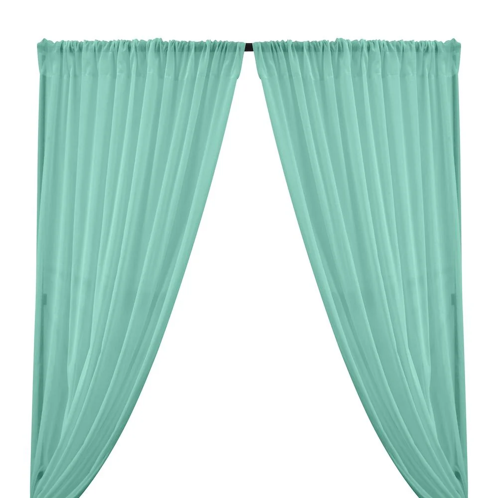 Cotton Voile Rod Pocket Curtains - Aqua Blue