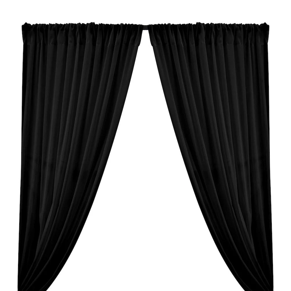 Cotton Voile Rod Pocket Curtains - Black