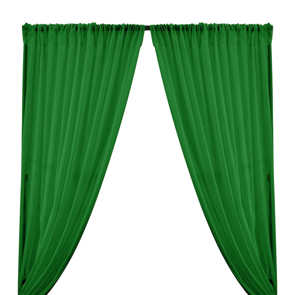 Cotton Voile Rod Pocket Curtains - Kelly Green