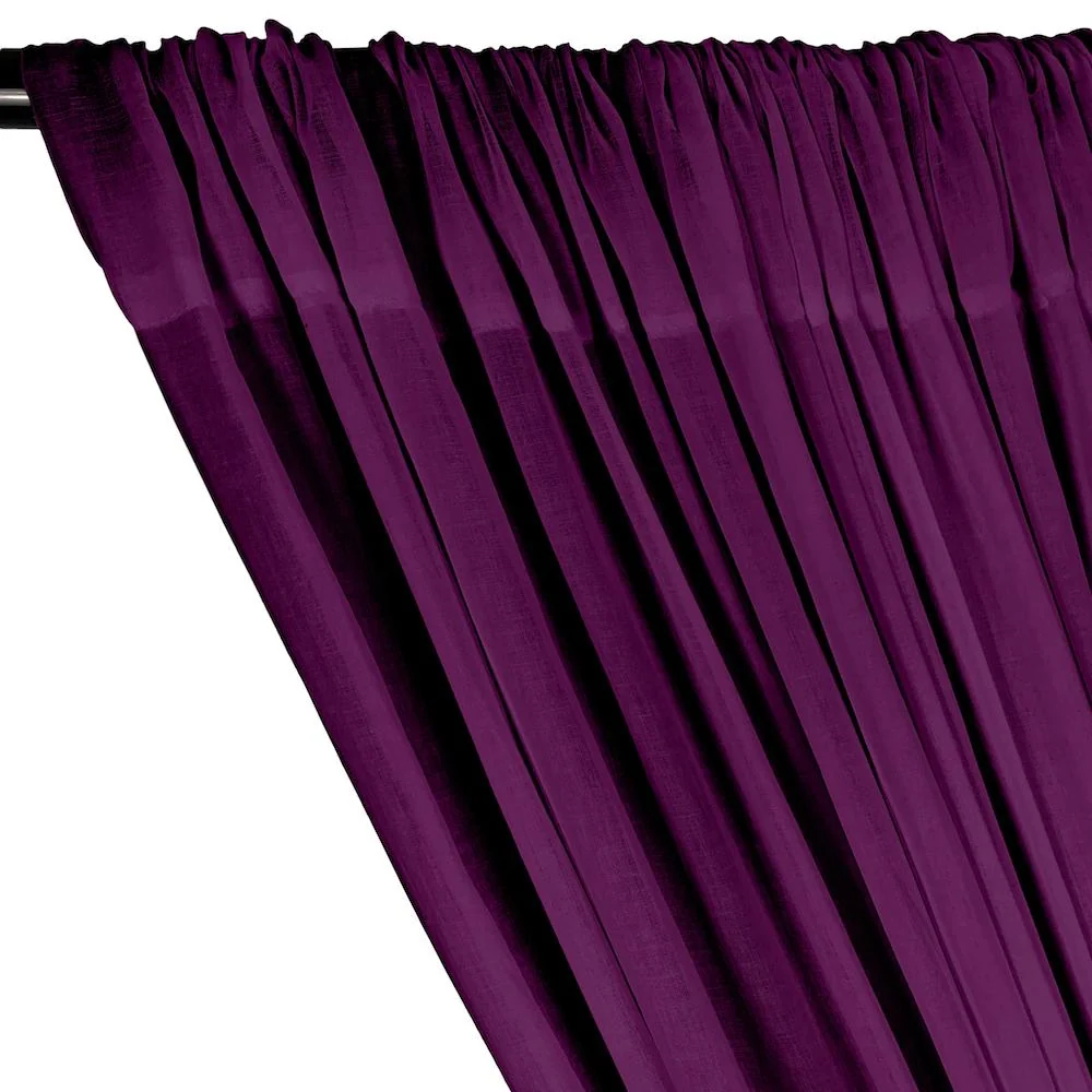 Cotton Voile Rod Pocket Curtains - Magenta - Image 2