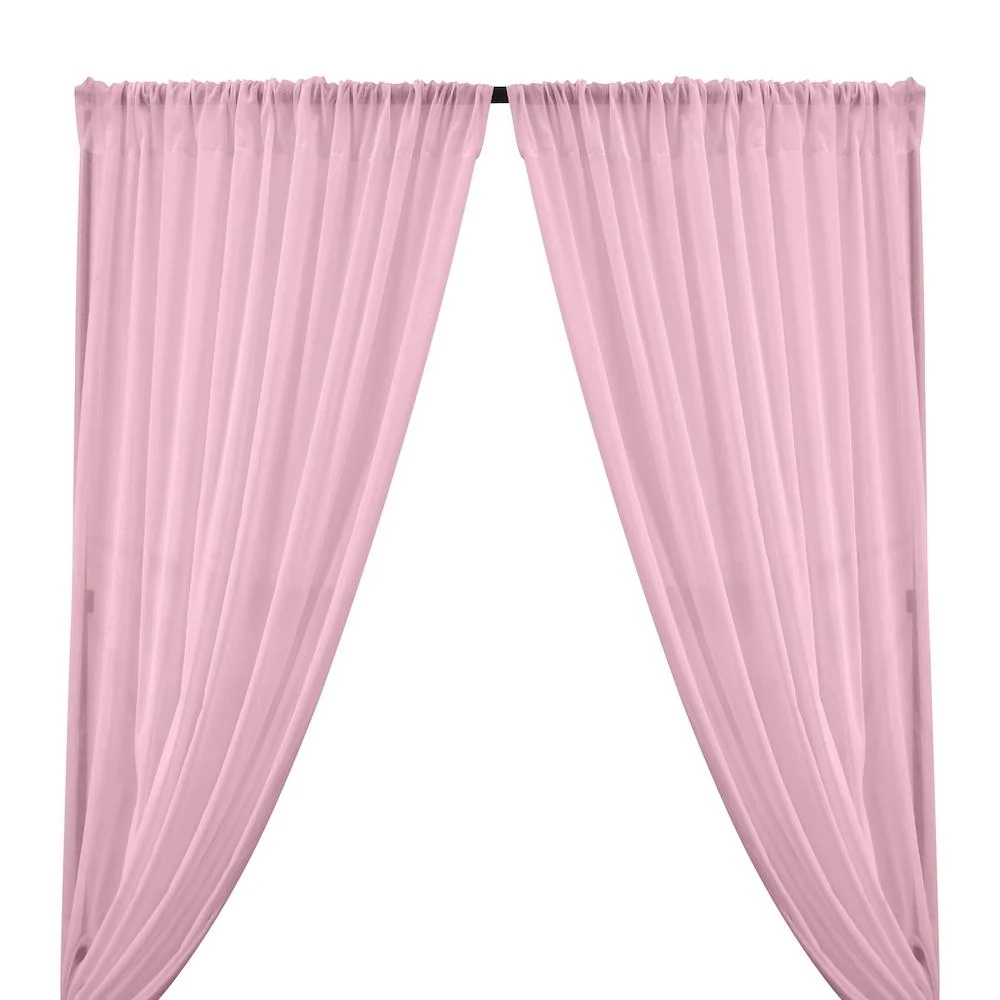 Cotton Voile Rod Pocket Curtains - Pink