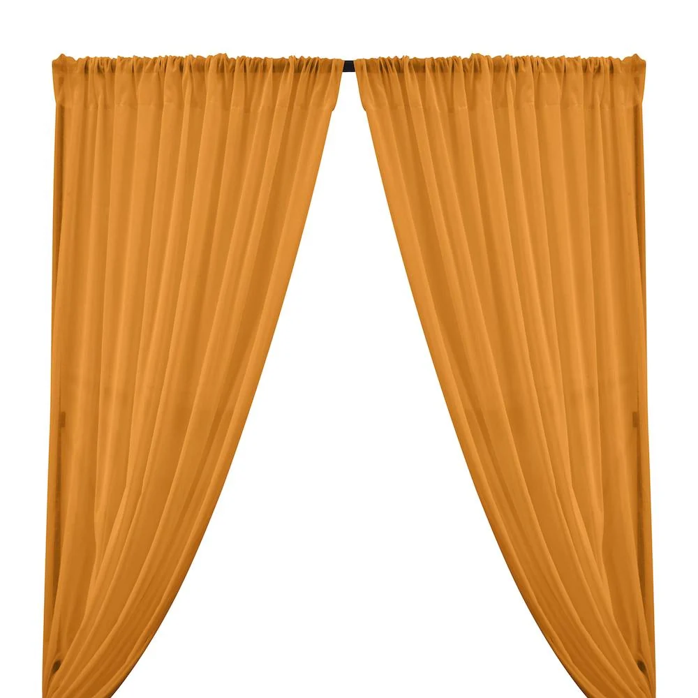 Cotton Voile Rod Pocket Curtains - Saffron