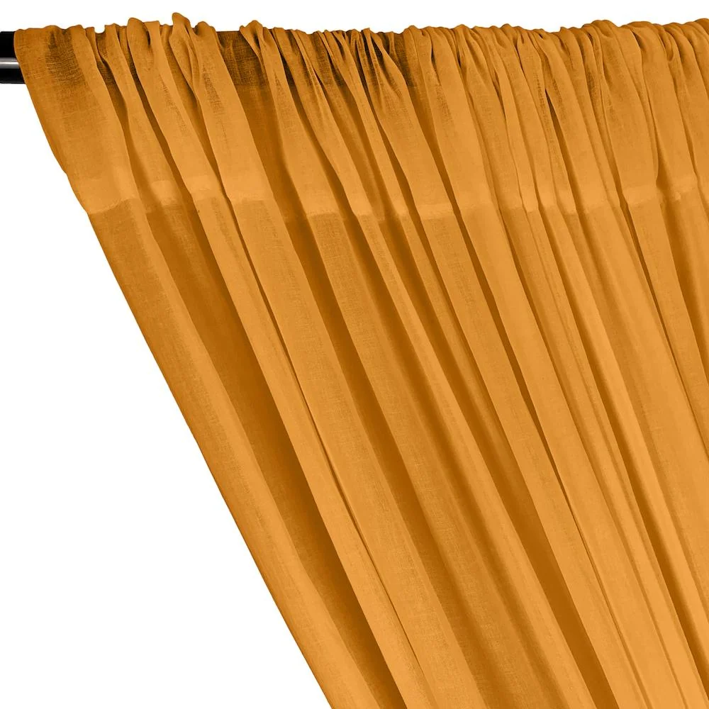 Cotton Voile Rod Pocket Curtains - Saffron - Image 2