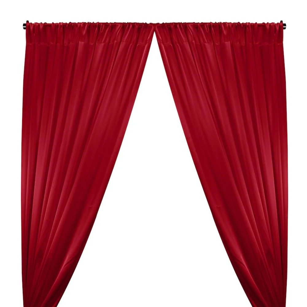 Crepe Back Satin Rod Pocket Curtains - Dark Red