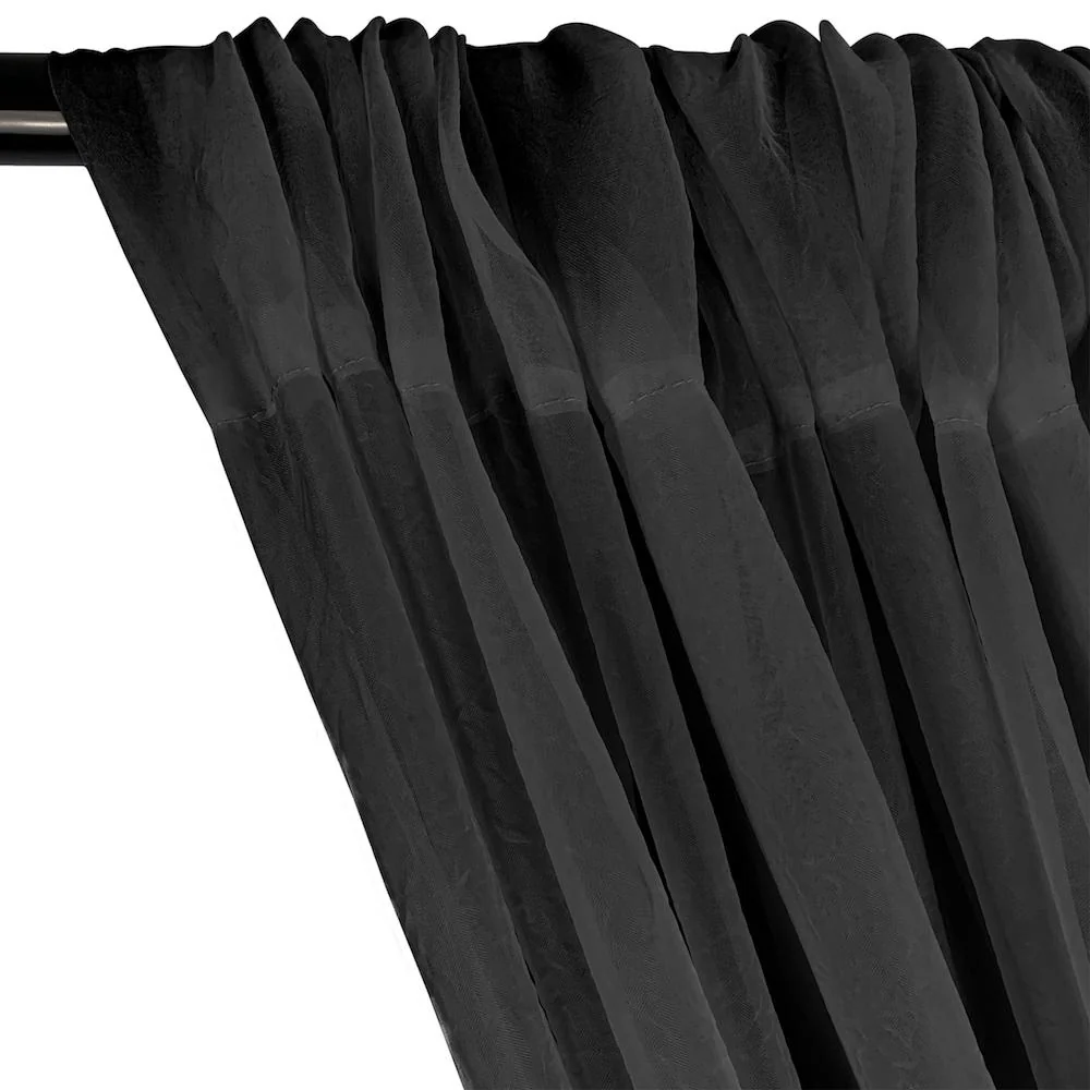 Crushed Sheer Voile Rod Pocket Curtains - Black - Image 2